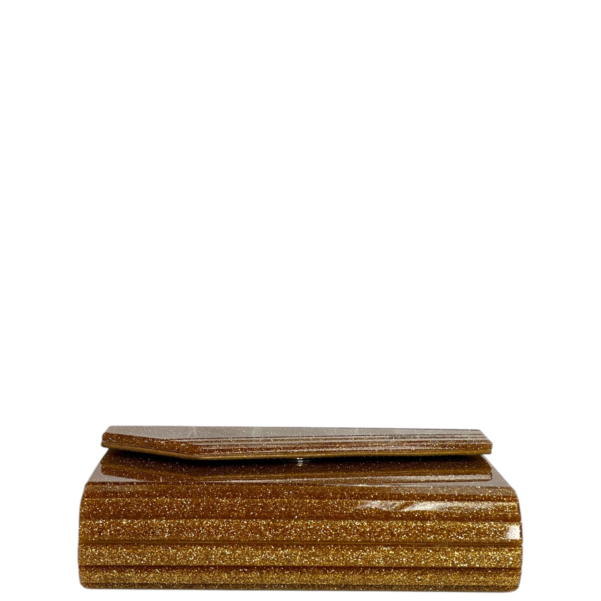 Jimmy Choo Candy Clutch Brown/gold Coarse Glitter Acrylic