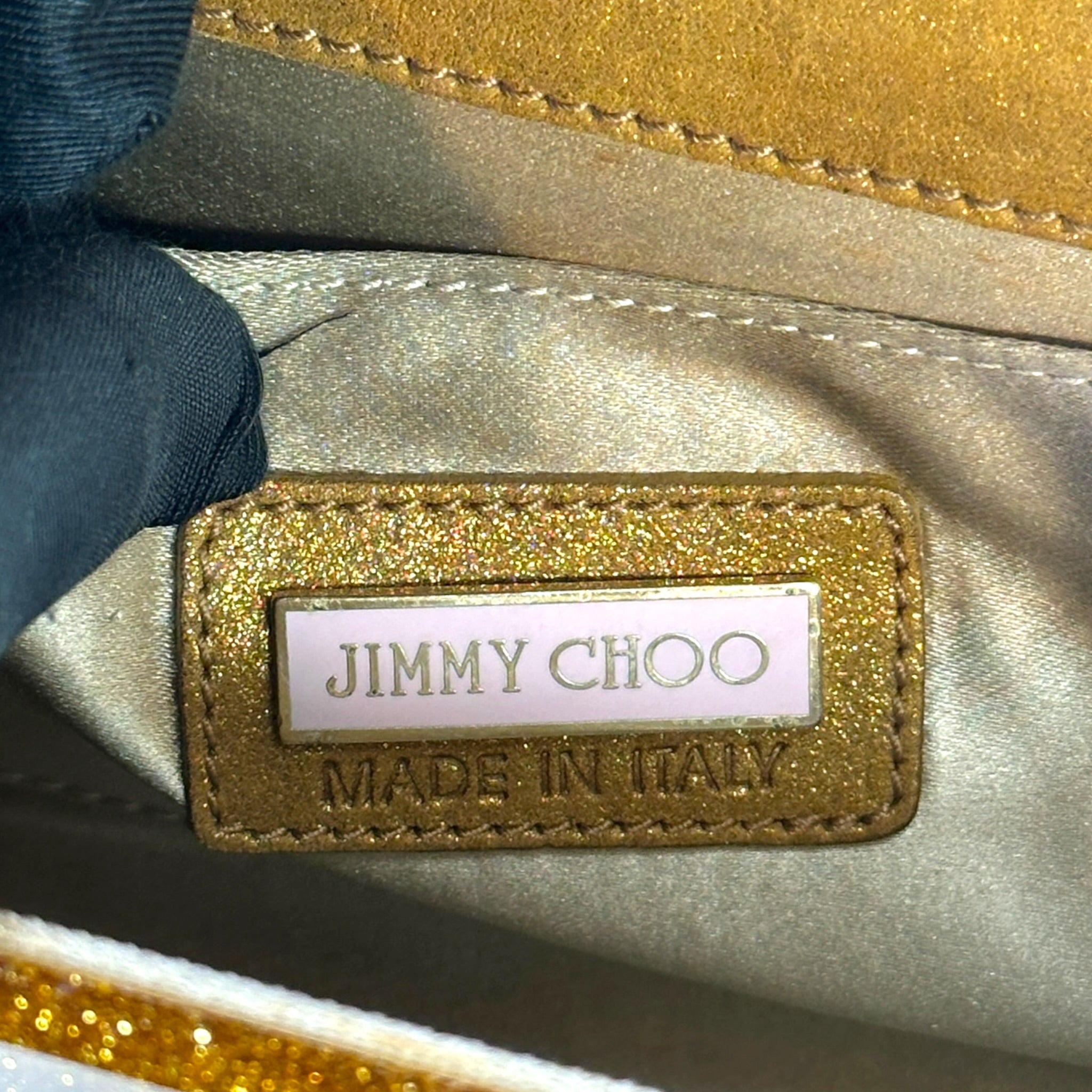 Jimmy Choo Candy Clutch Brown/gold Coarse Glitter Acrylic