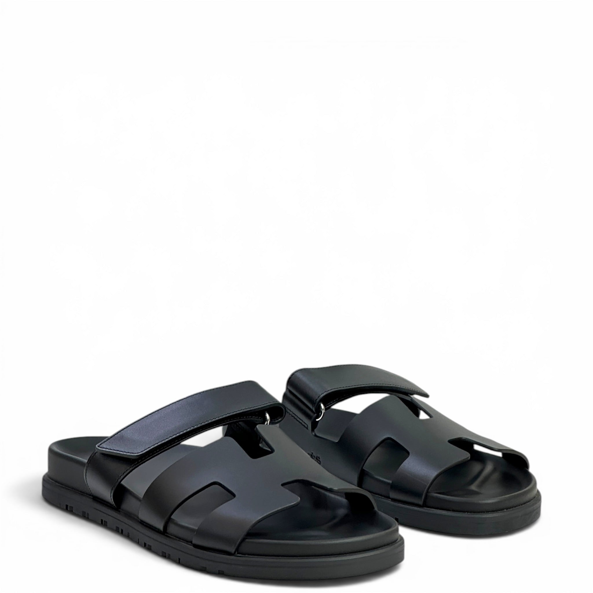 Hermès Chypre Noir Calfskin Sandals EU 39
