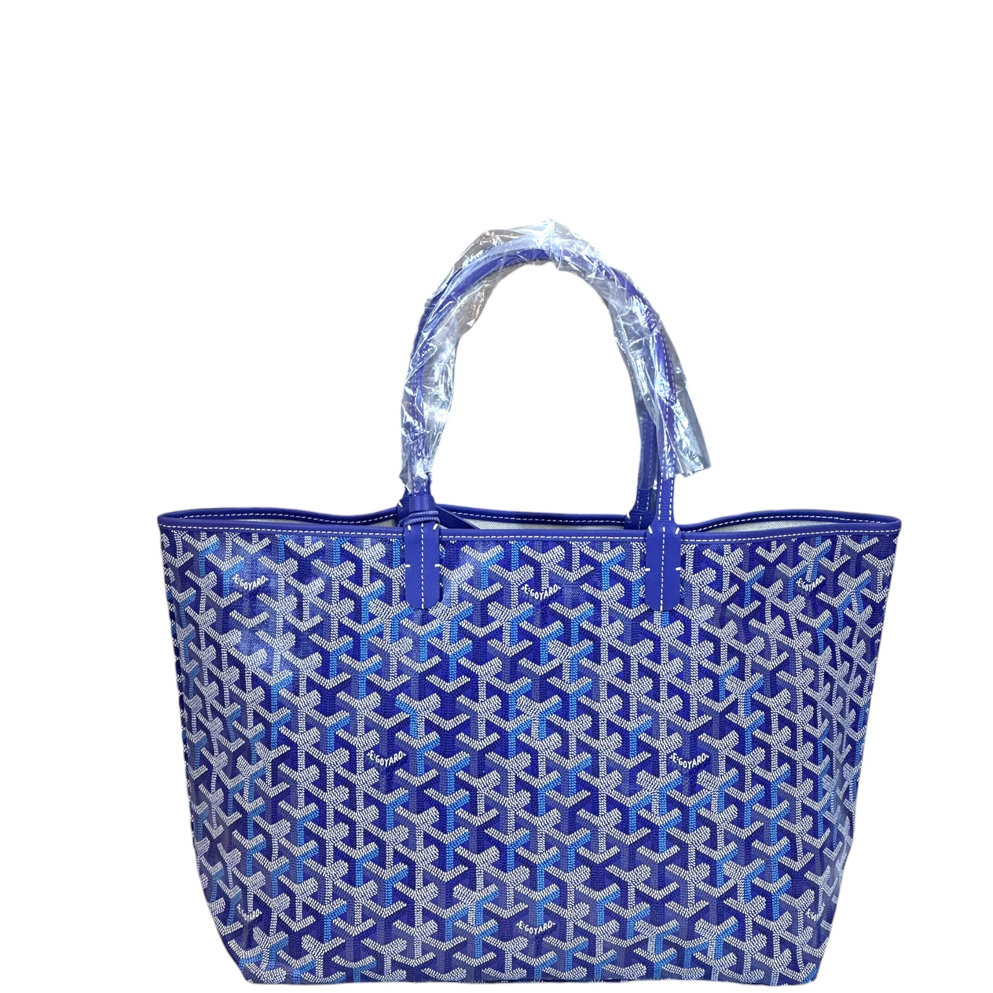 Goyard St Louis PM Tote Blueberry Purple Goyardine Magnetic Closure