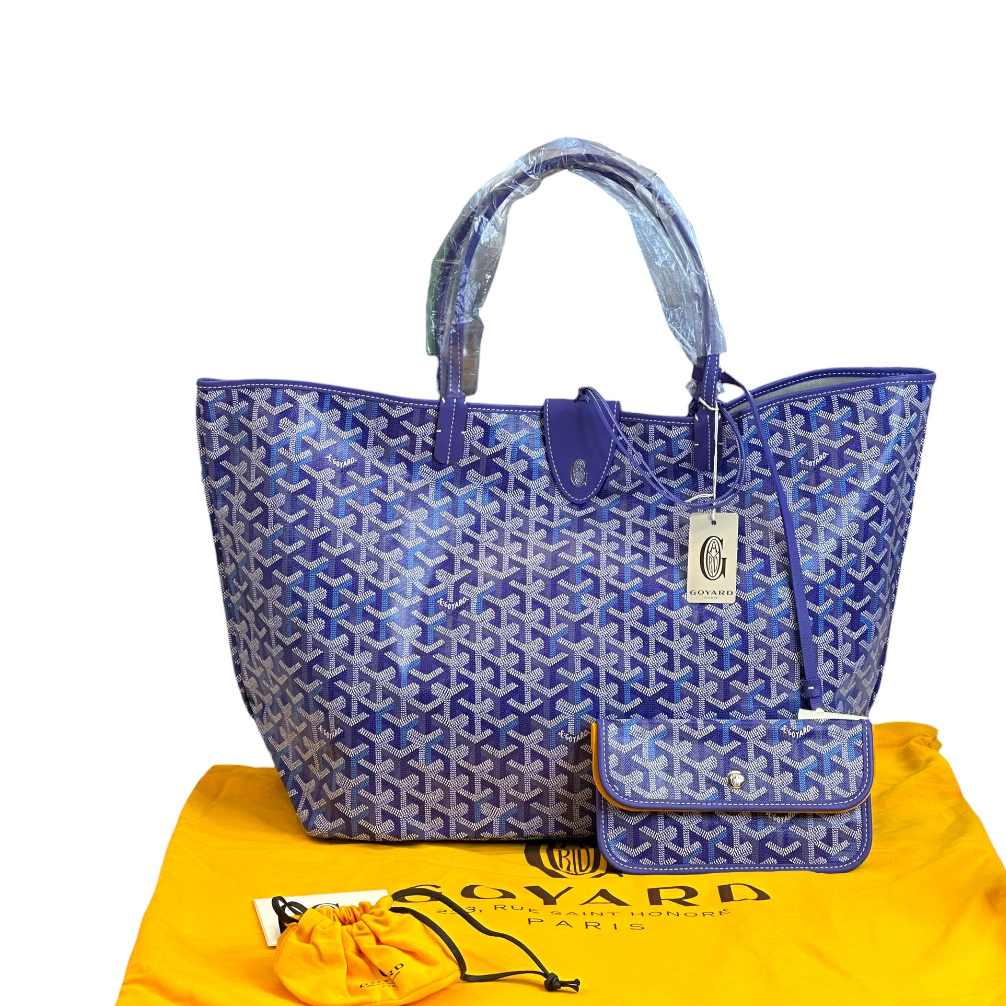 Goyard St Louis GM Tote Blueberry Purple Goyardine Magnetic Closure