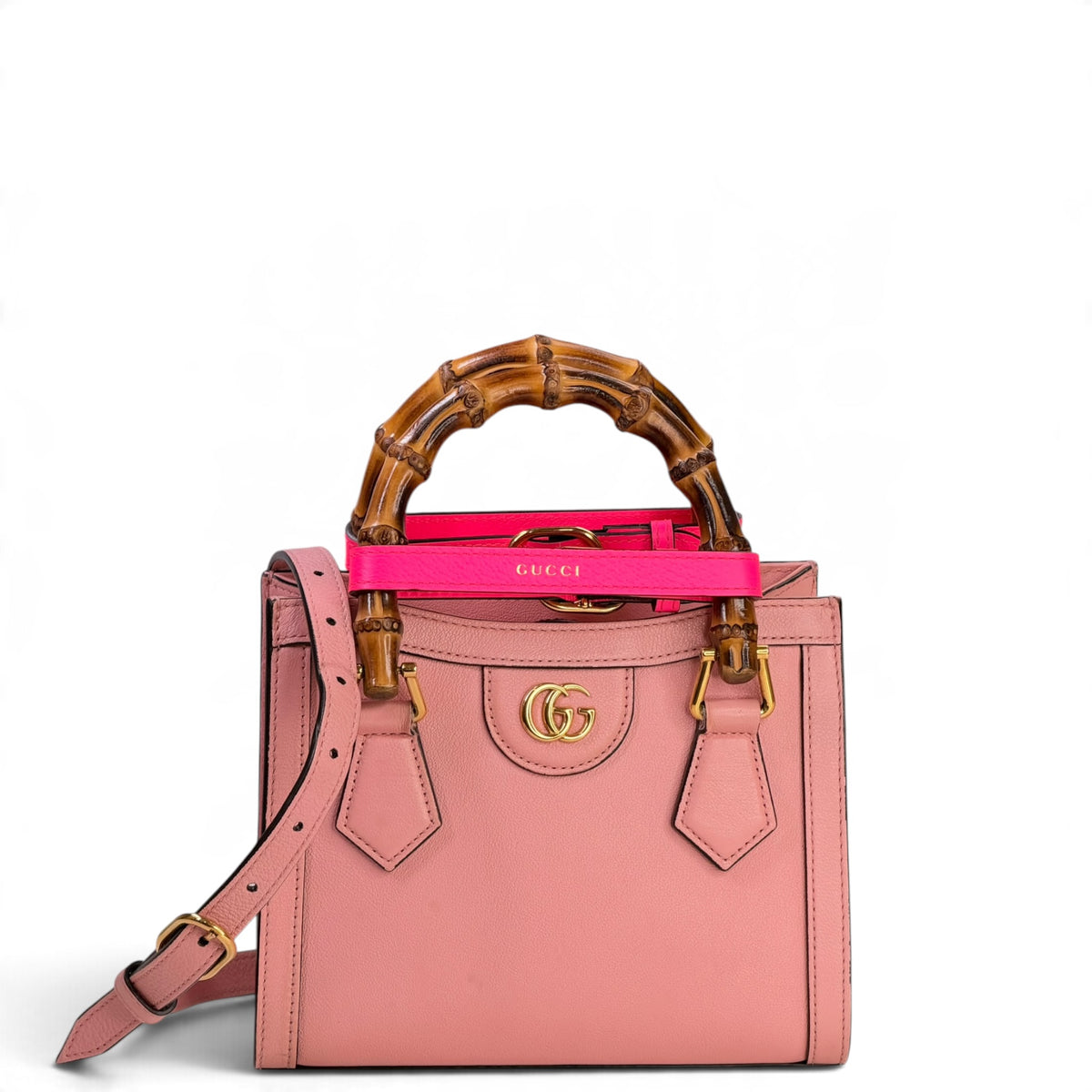 gucci diana mini pink leather hand bag
