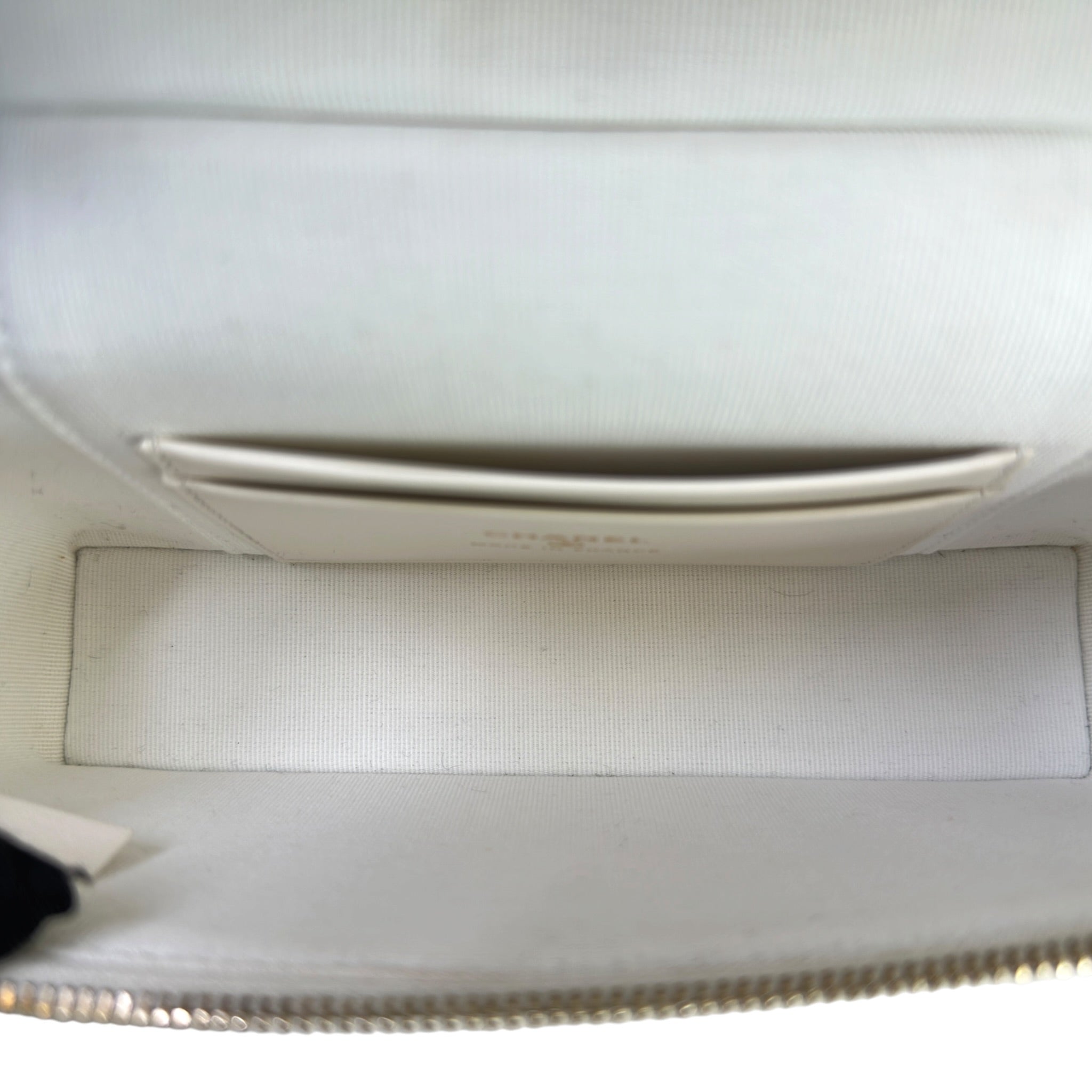 Chanel Vanity Case White Quilted Caviar Leather