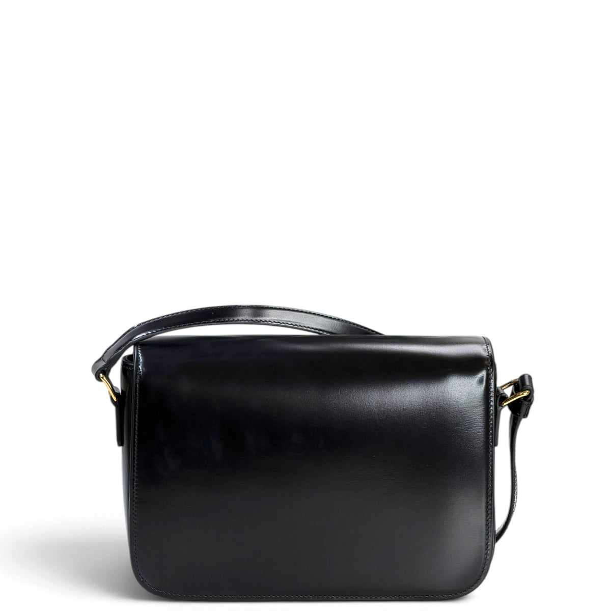 Celine Classique medium black calf skin leather Triomphe crossbody Bag