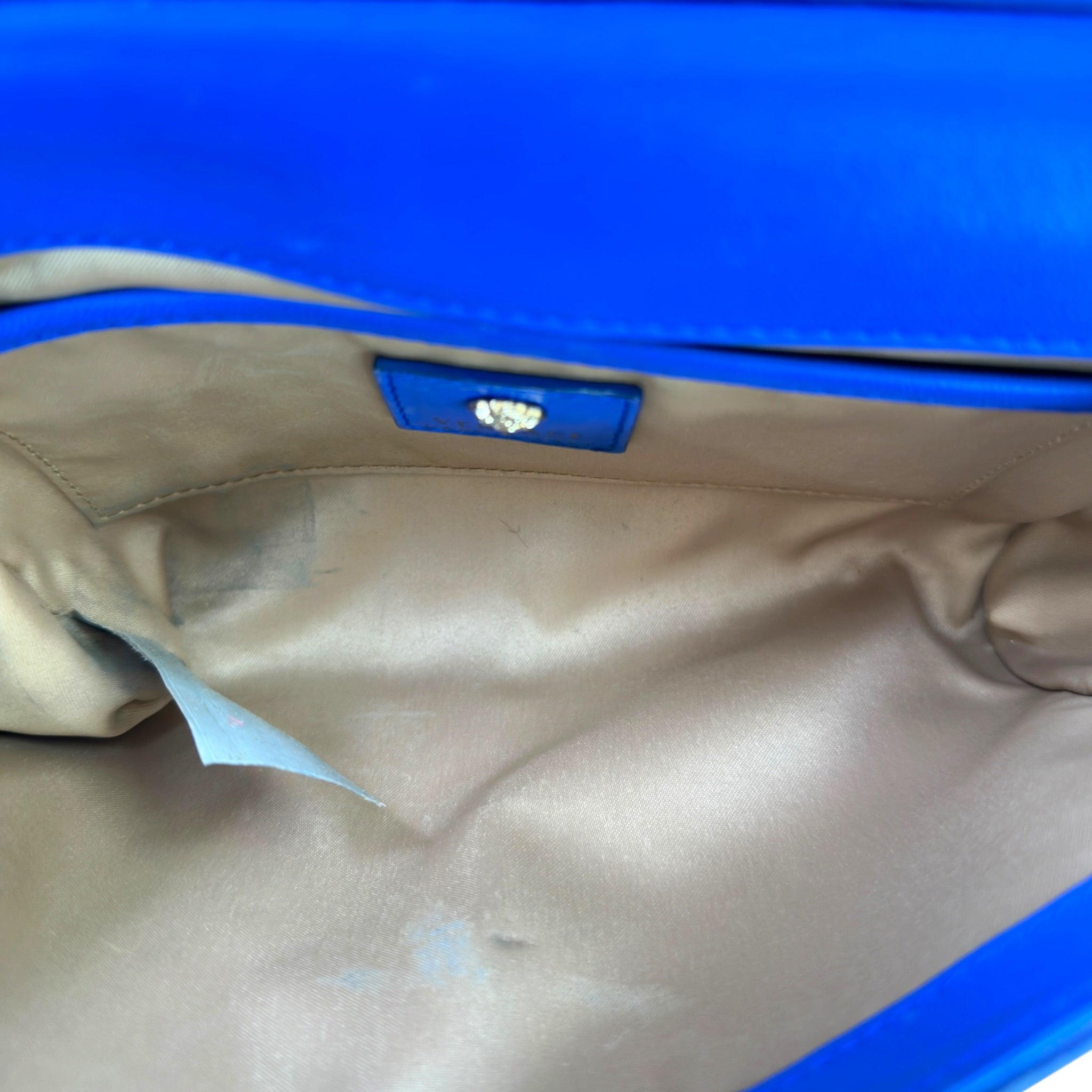 Versace La Medusa Blue Leather Bag