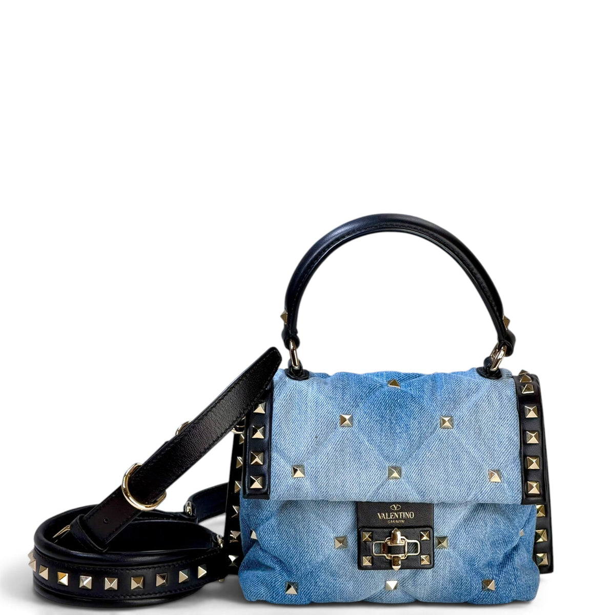 Valentino Garvani Candystud small denim top handle handbag