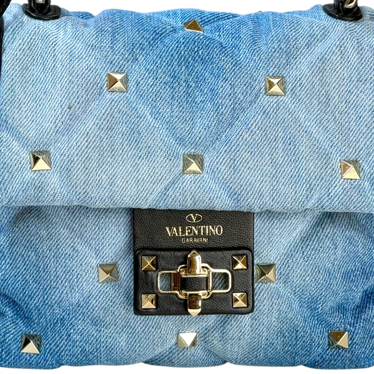 Valentino Garvani Candystud small denim top handle handbag