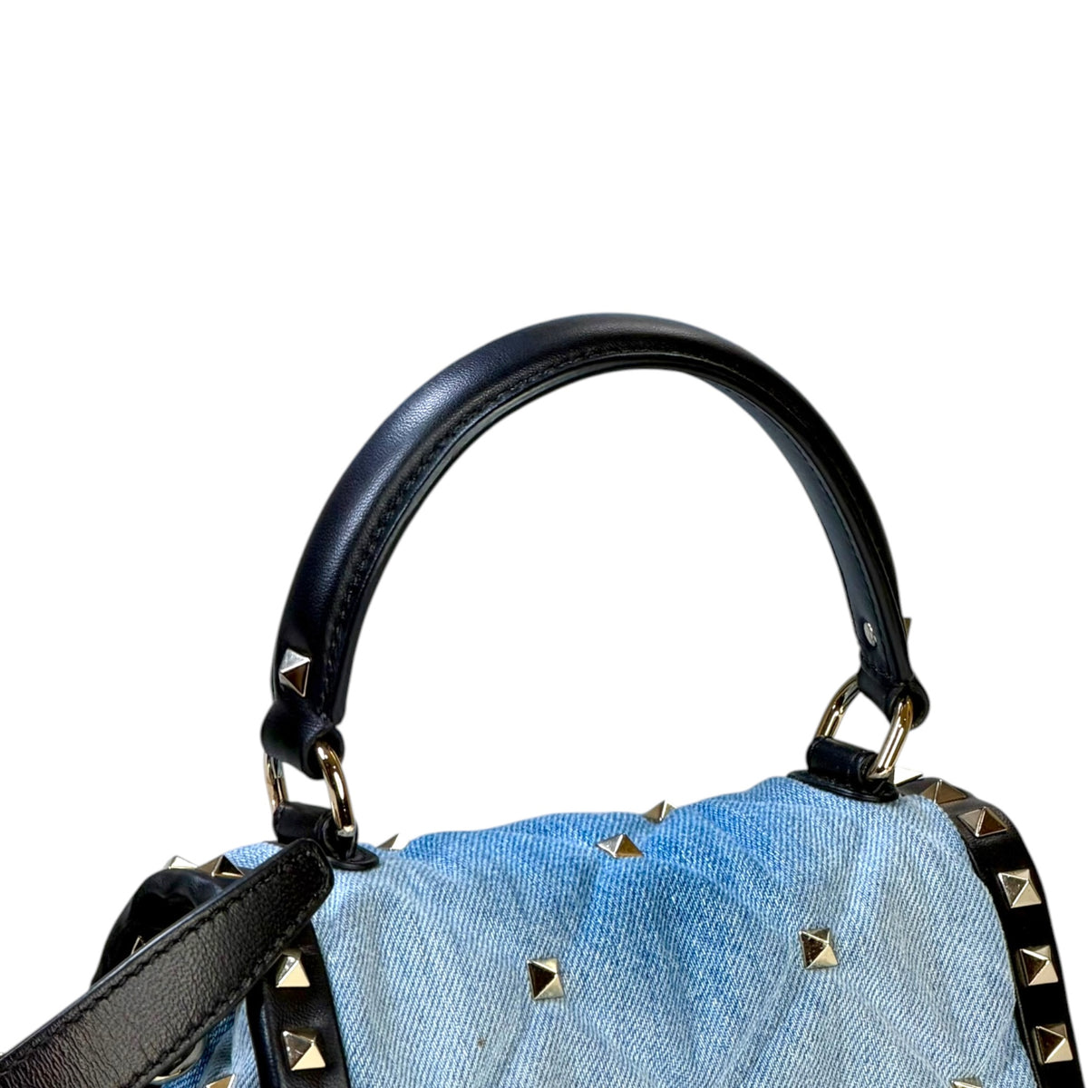Valentino Garvani Candystud small denim top handle handbag