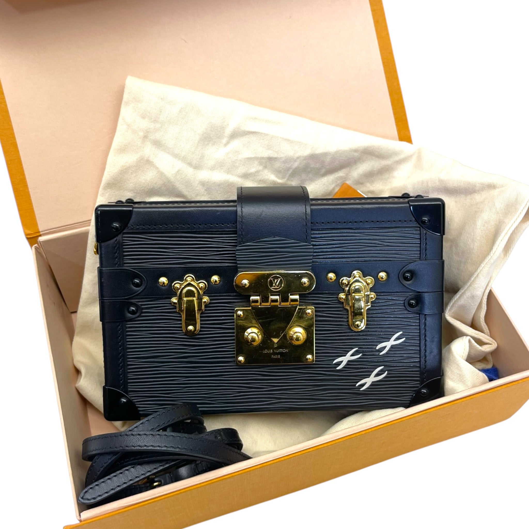 Louis Vuitton Petite Malle Bag Black Epi Leather