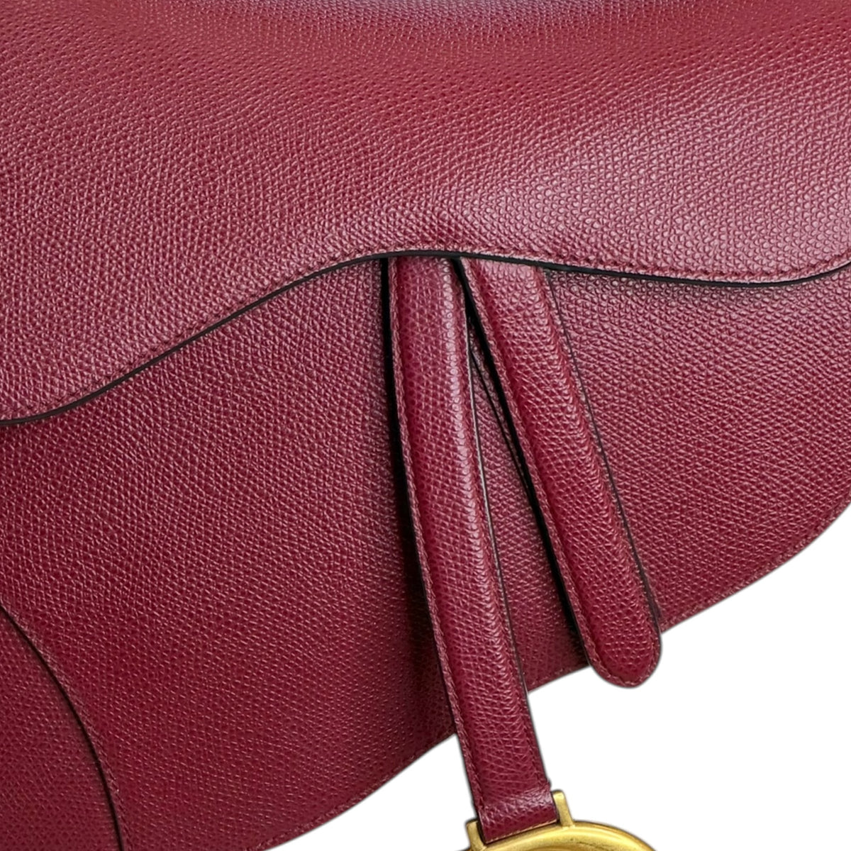 Christian Dior medium red grained calf skin leather Saddle Bag