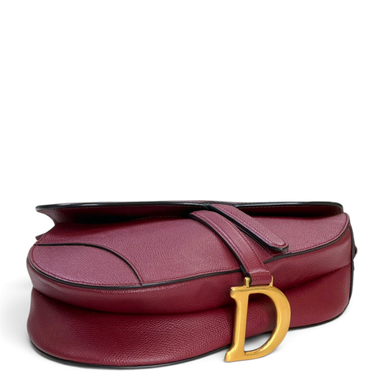 Christian Dior medium red grained calf skin leather Saddle Bag