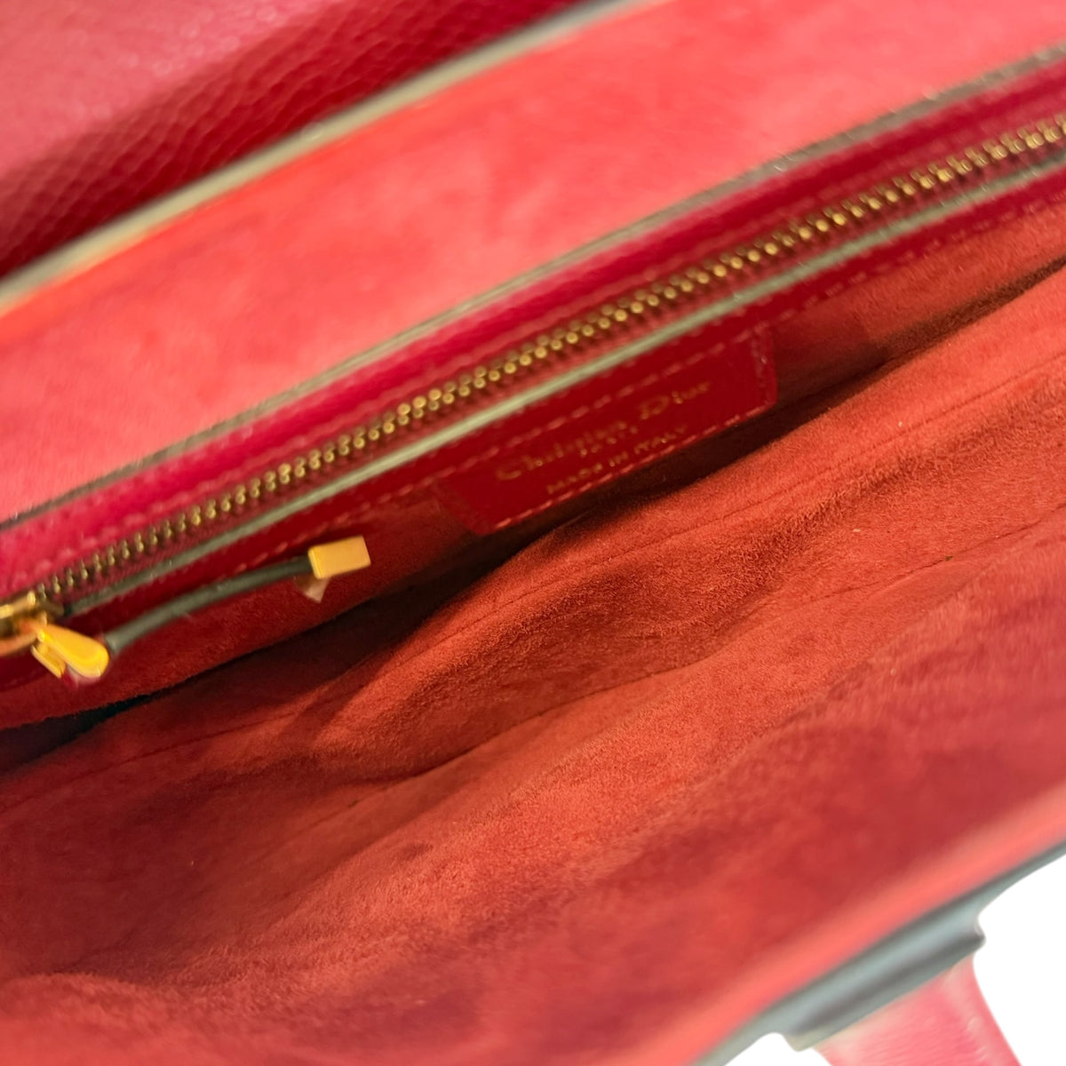 Christian Dior medium red grained calf skin leather Saddle Bag