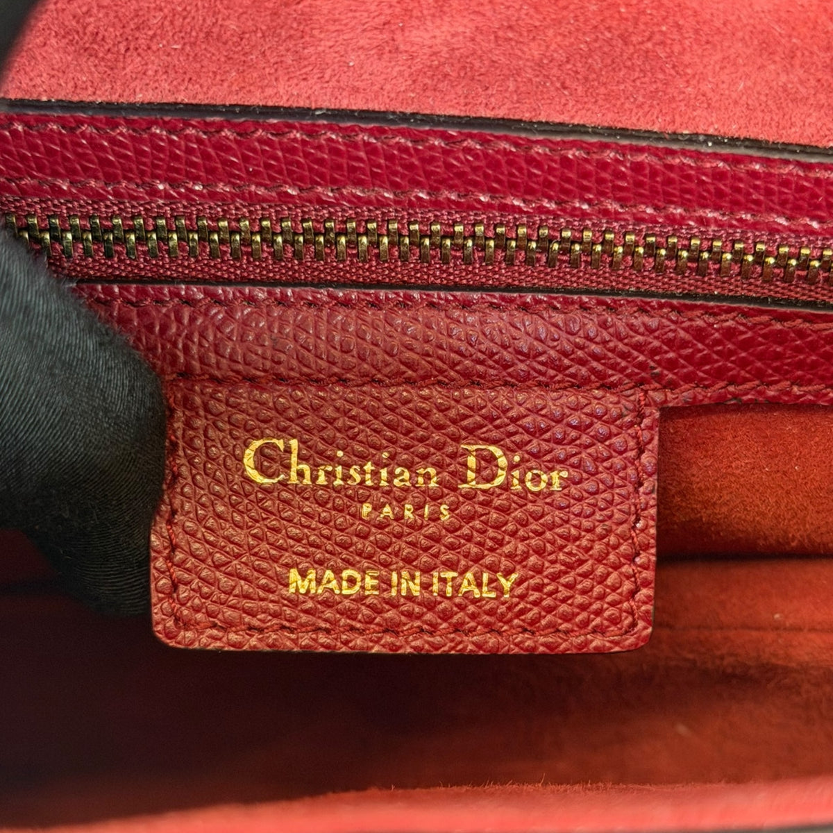 Christian Dior medium red grained calf skin leather Saddle Bag