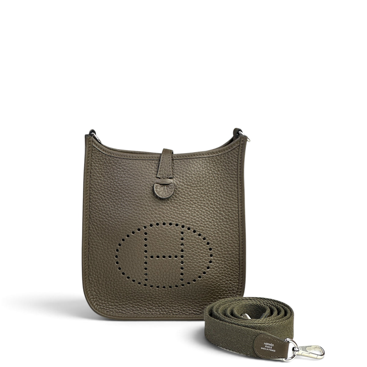 Hermes Evelyne Mini TPM Gray-Brown Leather Crossbody Bag