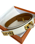 Hermès Collier de Chien 32 Belt White Epsom GHW 75 cm