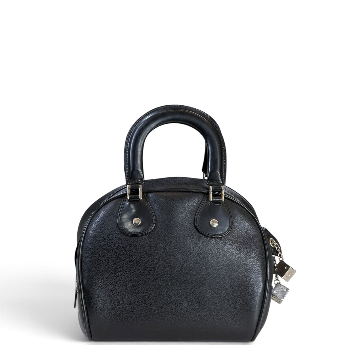 Christian Dior Gambler Dice Bowling small Black leather Satchel bag
