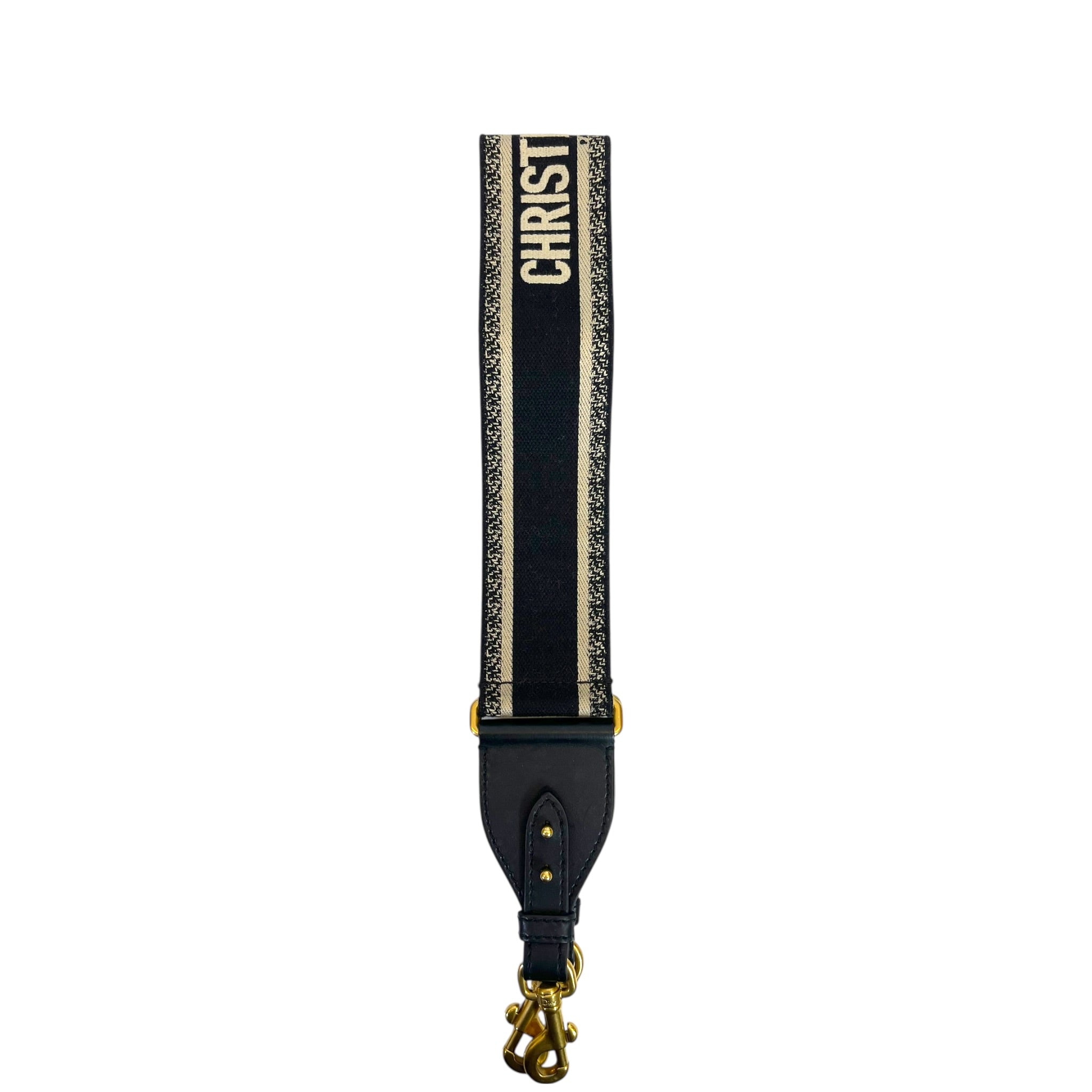 Christian Dior Adjustable Shoulder Strap Black Embroidered Canvas