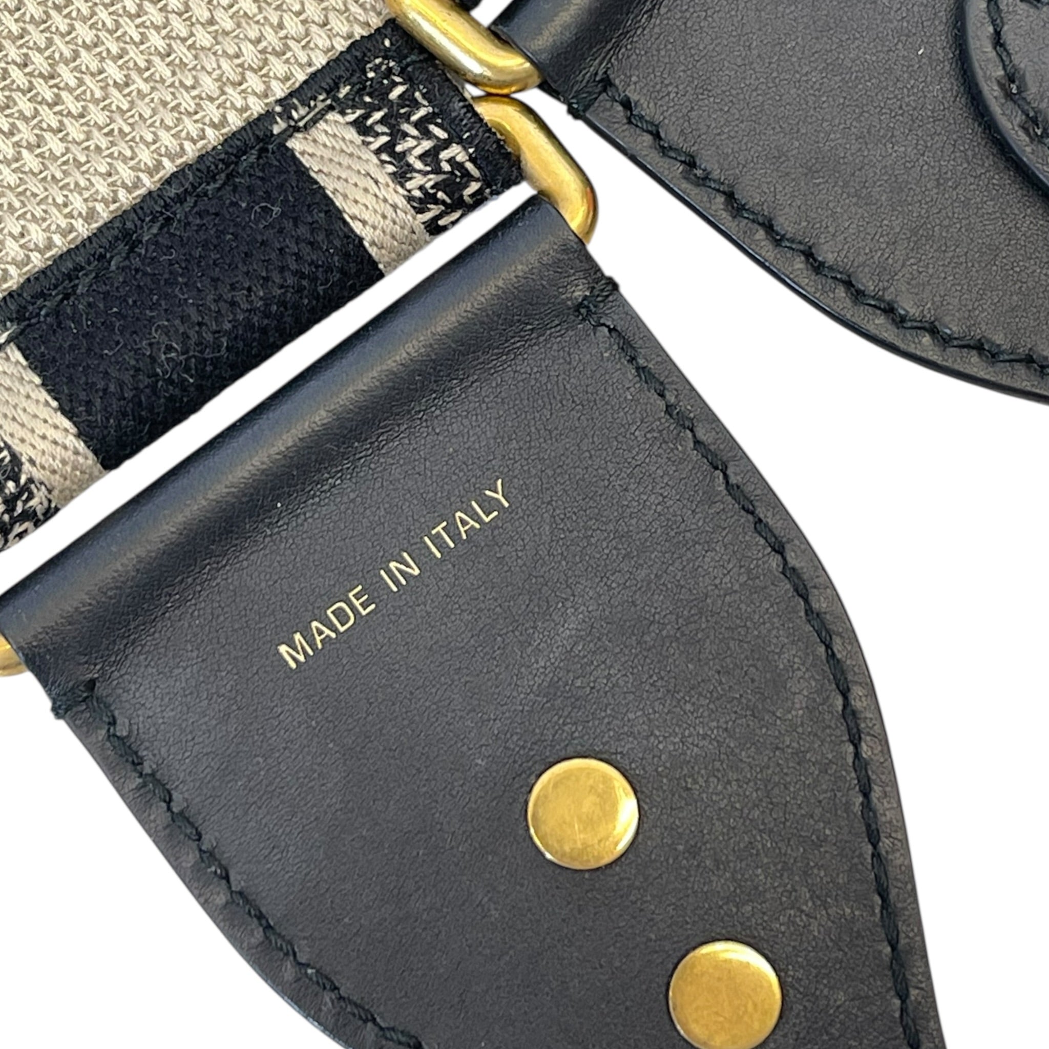 Christian Dior Adjustable Shoulder Strap Black Embroidered Canvas