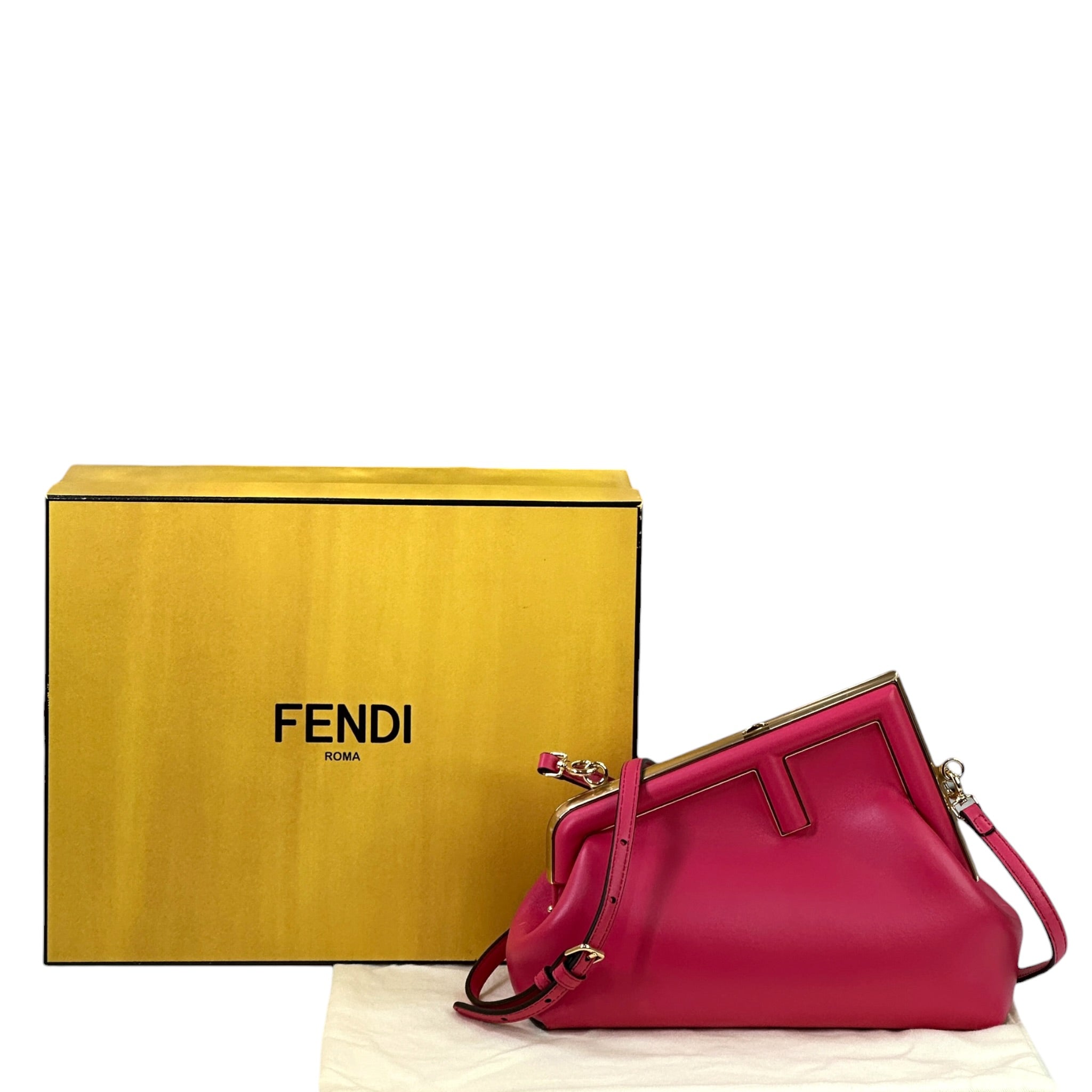 Fendi First clutch bag fuchsia nappa leather