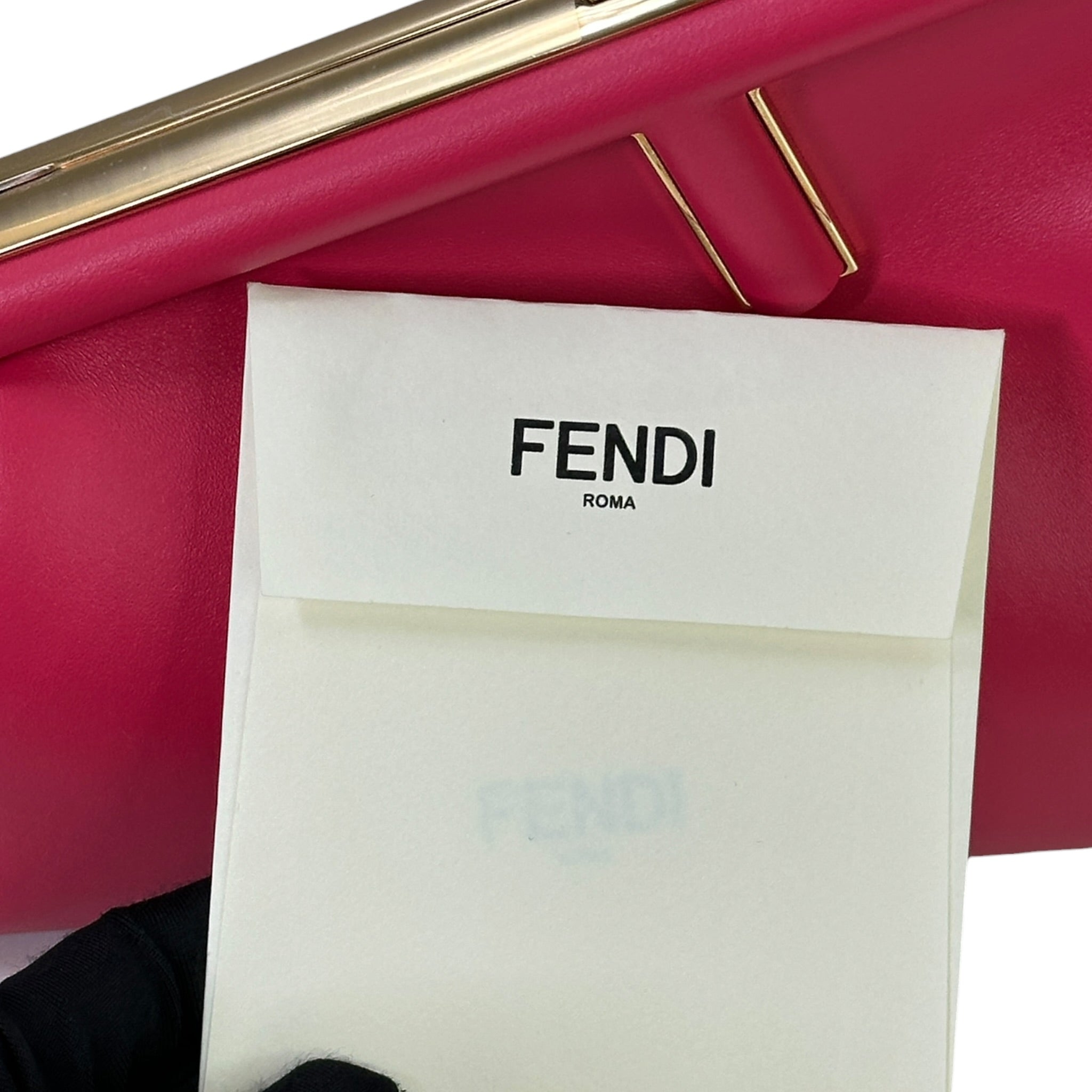 Fendi First clutch bag fuchsia nappa leather
