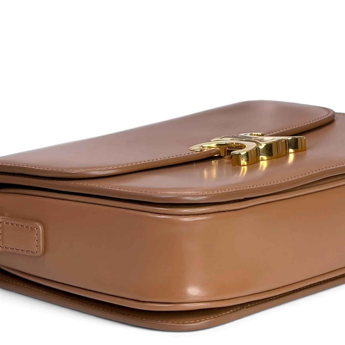 Celine Classique medium Tan calf skin leather Triomphe crossbody Bag