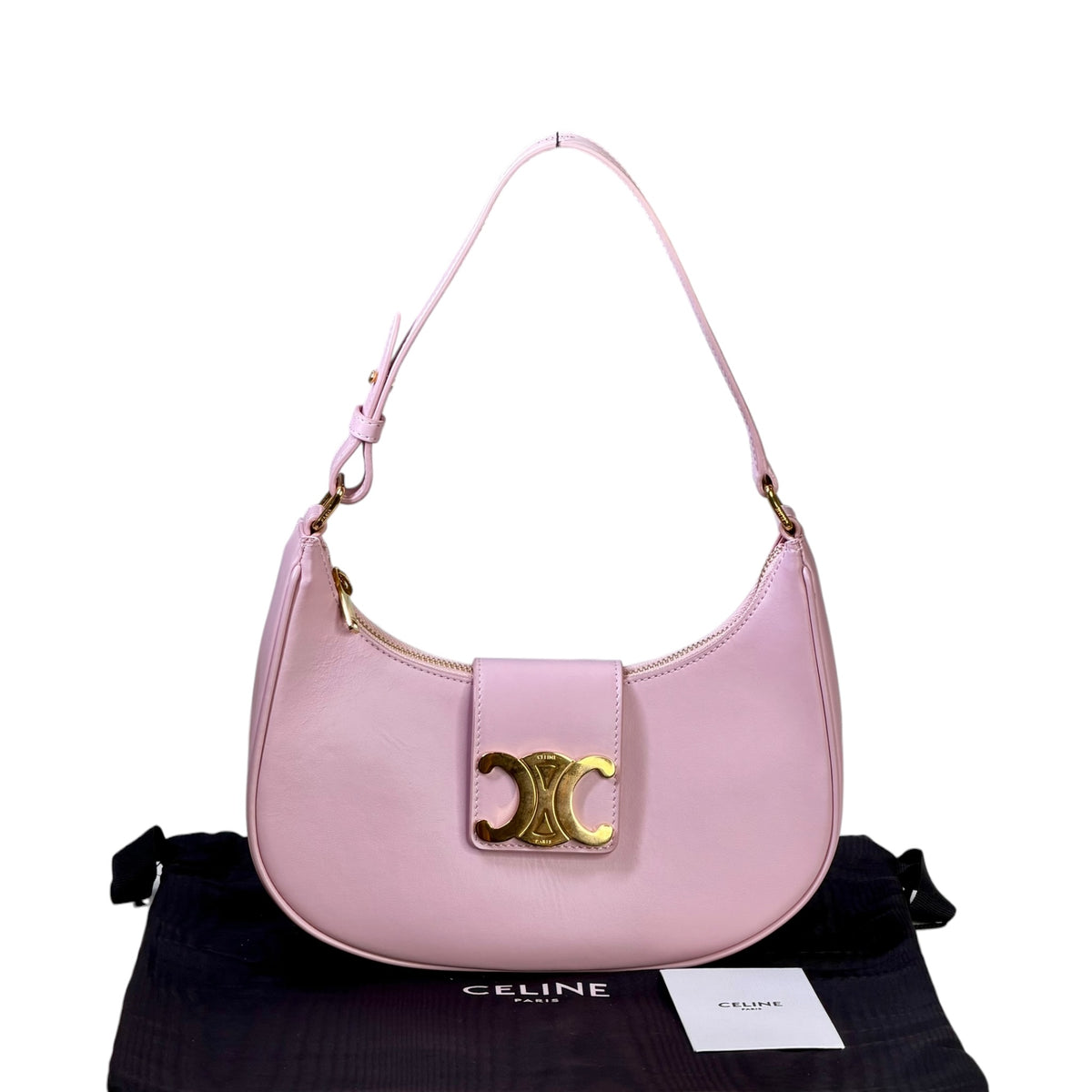 Celine Ava Triomphe pink Calfskin leather shoulder bag