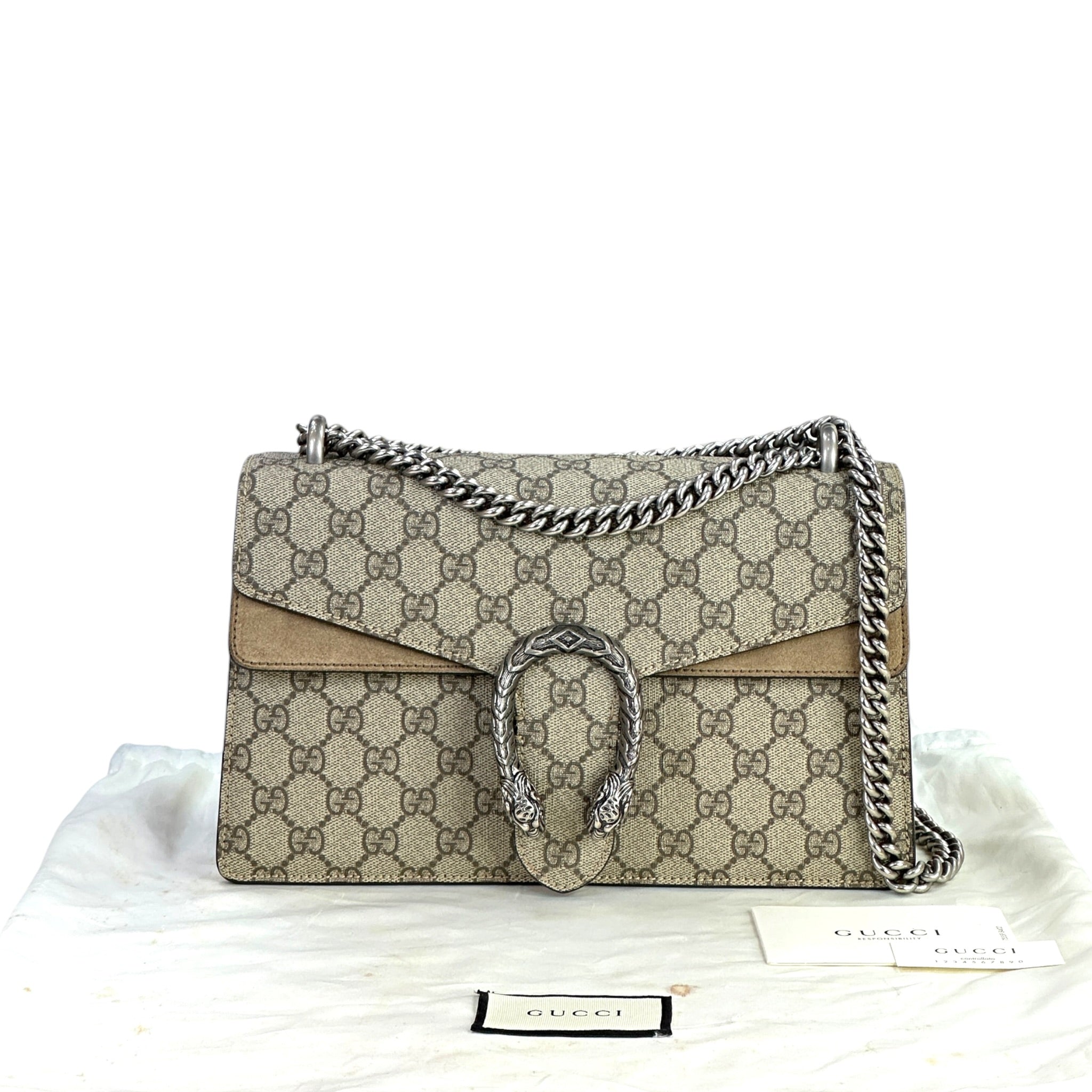 Gucci Dionysus Beige GG Supreme Canvas Shoulder Bag