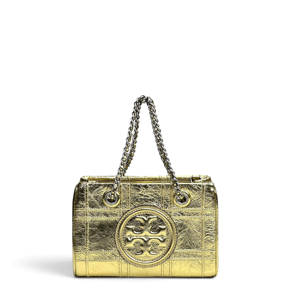 Tory burch mini Fleming gold leather chain hand bag