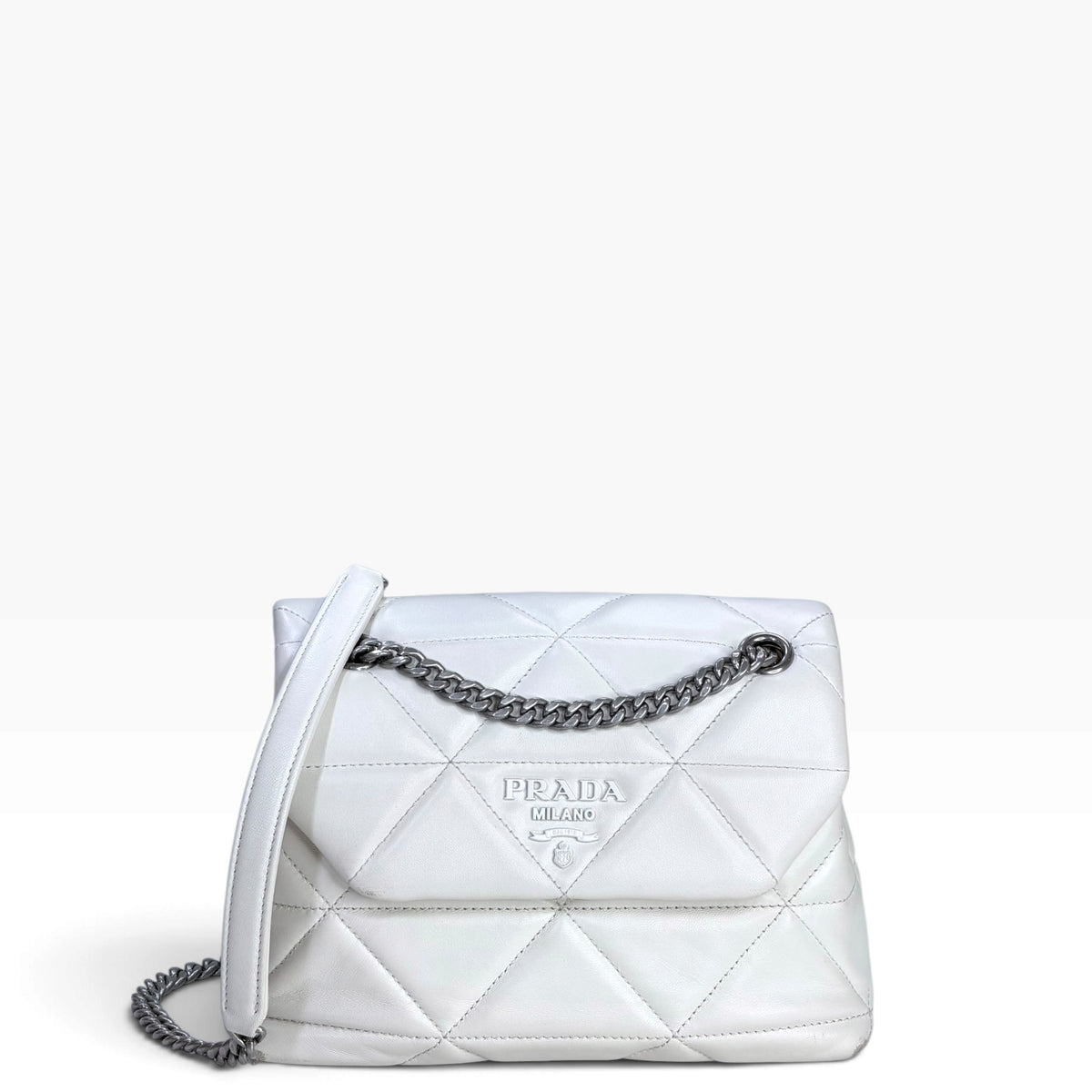 Prada spectrum small white leather shoulder / crossbody bag