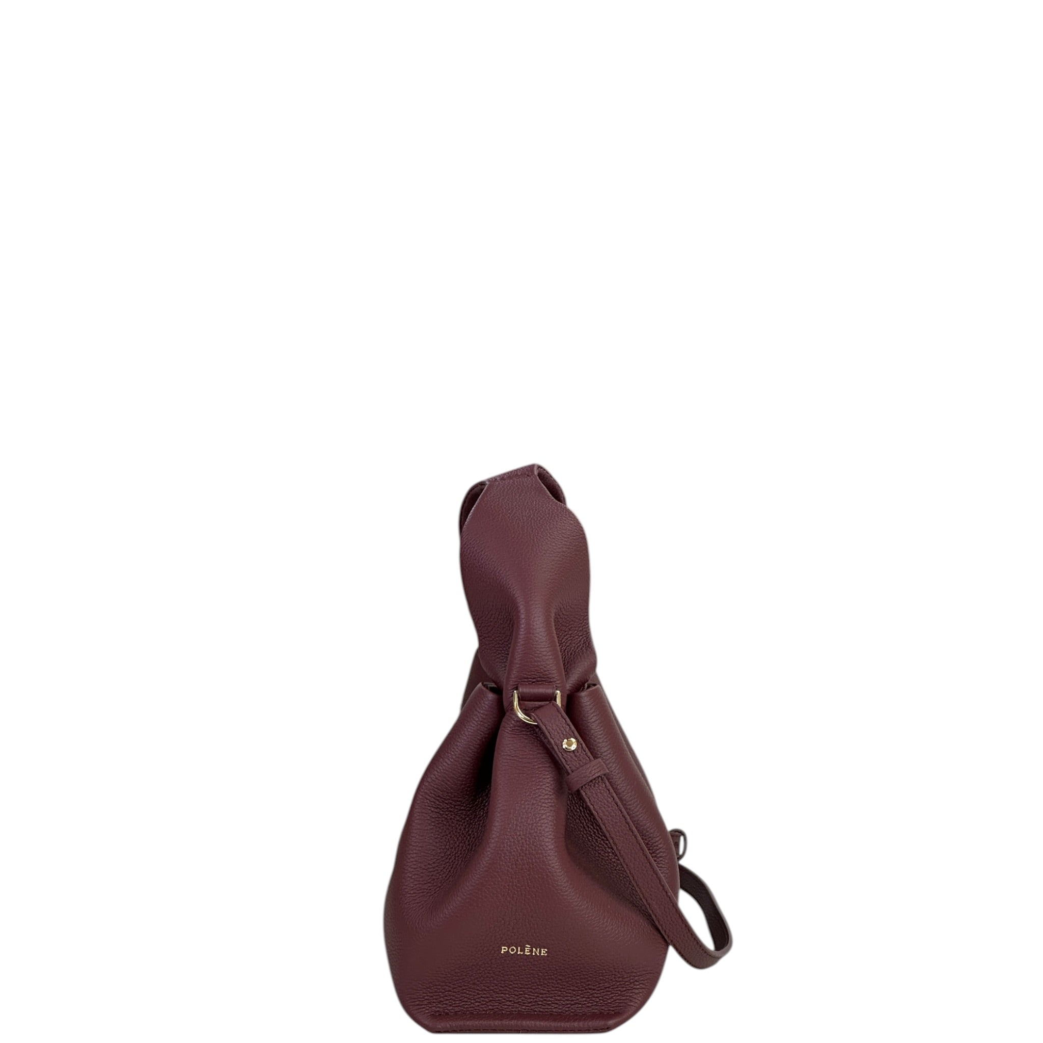 Polène Numéro Neuf Mini Black Cherry Textured Leather