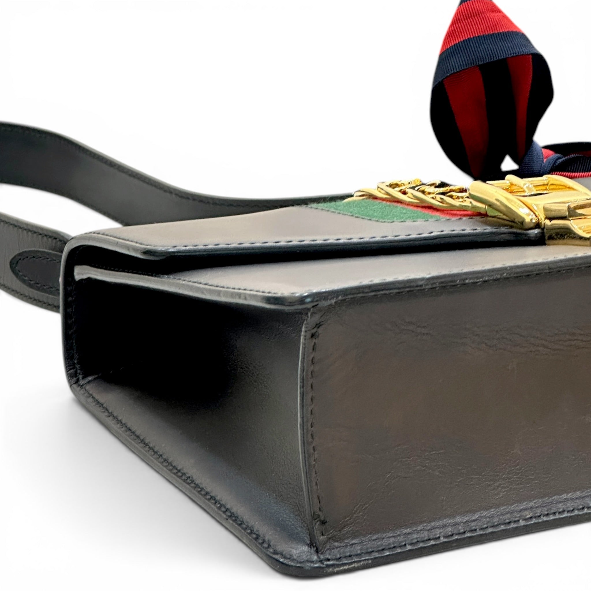 Gucci Sylvie Flap Black Leather Shoulder Bag