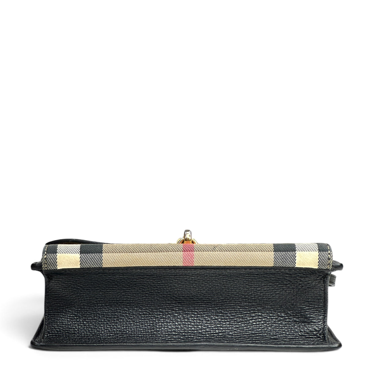 Burberry House Check Canvas and Black Leather Medium Crossbody Bag