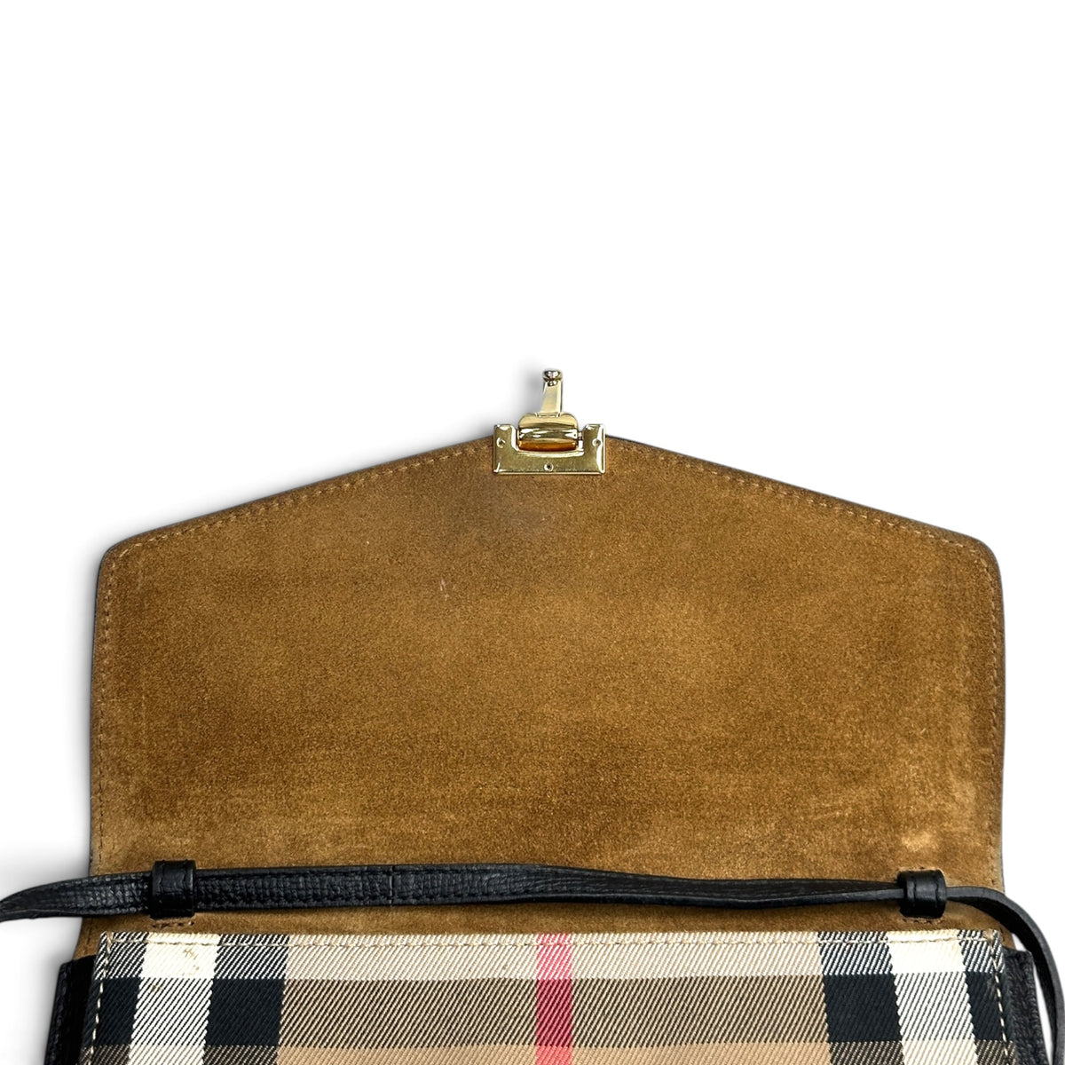 Burberry House Check Canvas and Black Leather Medium Crossbody Bag