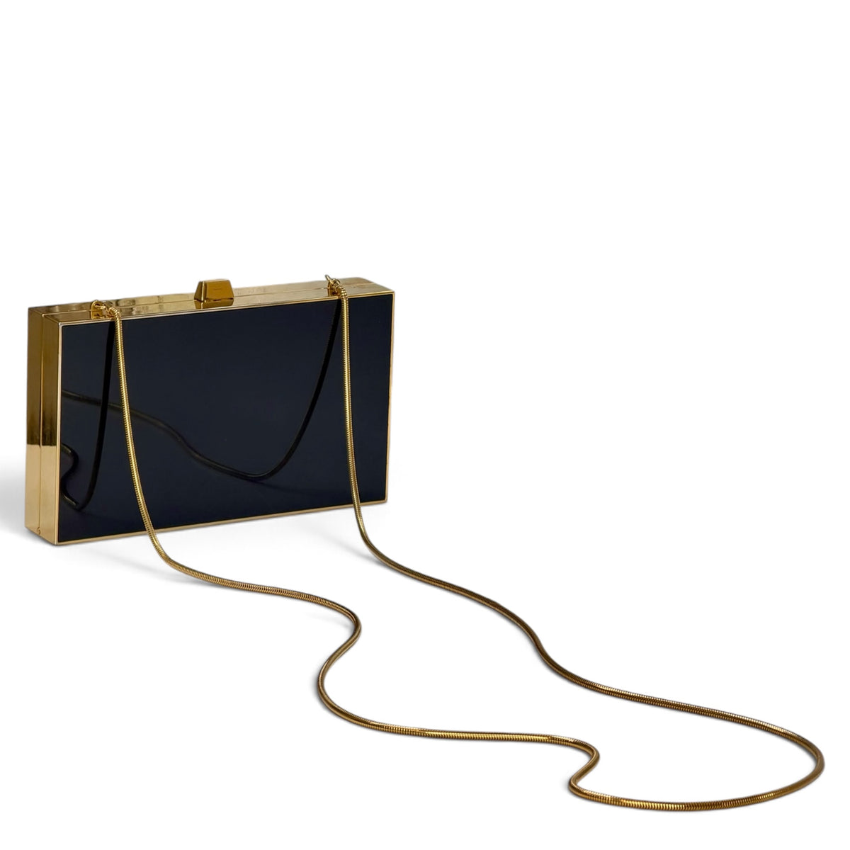 Saint Laurent Plexiglass Monogram Minaudiere Tuxedo Box Clutch with chain