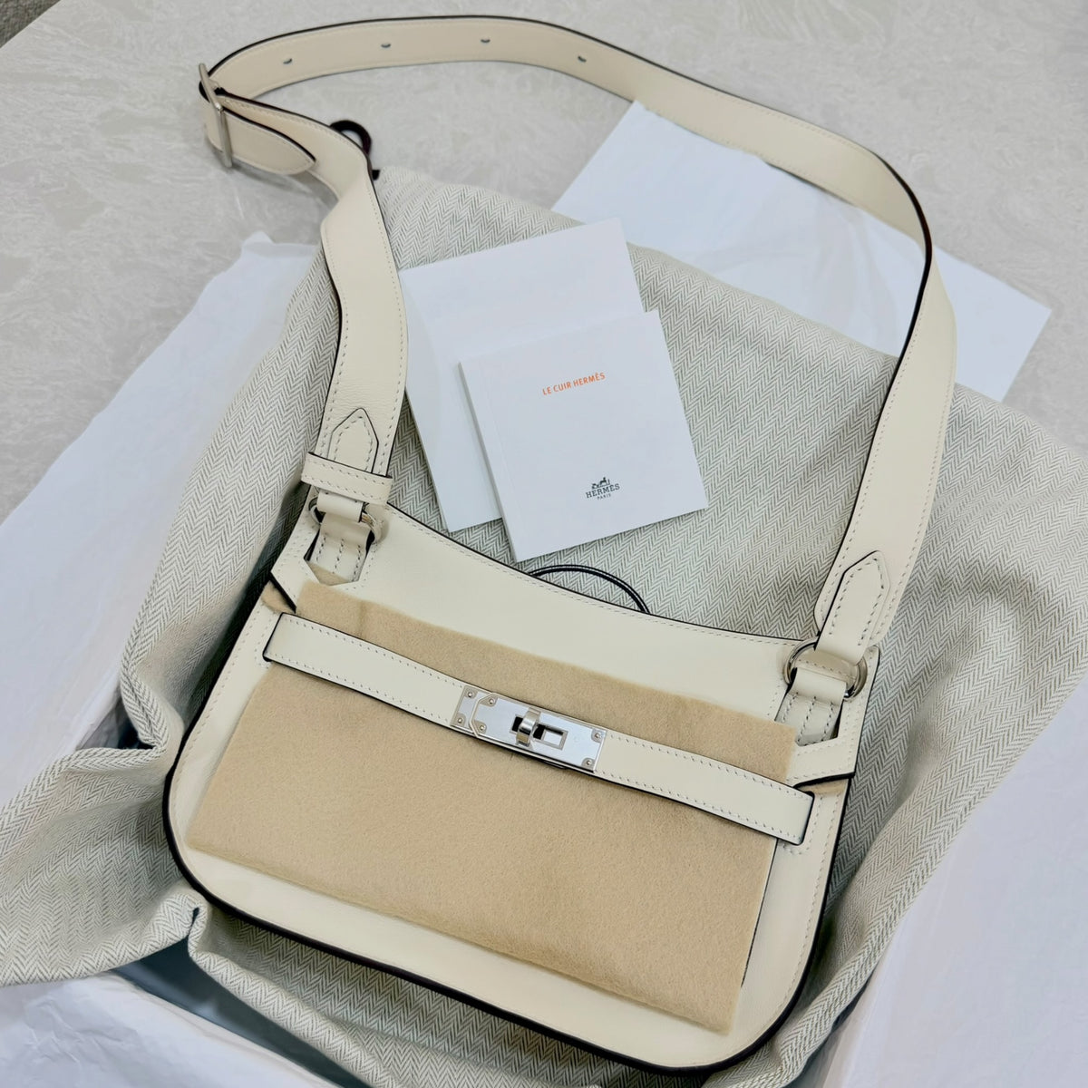 Hermès Mini Jypsière off white calfskin leather phw bag