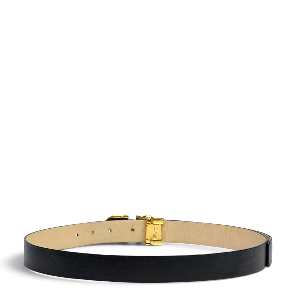 Salvatore Ferragamo Reversible Gancini Black Leather Belt