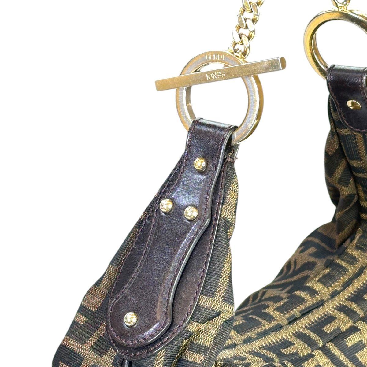 Fendi Zucca Chef Medium Canvas Chained Hobo Shoulder Bag