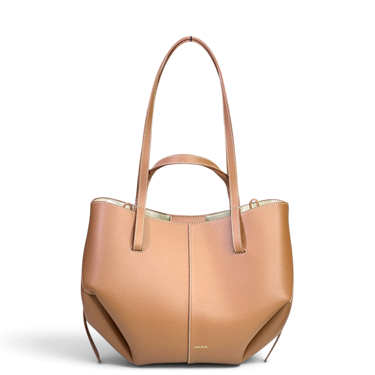 Polene Cyme Mini Camel Leather Shoulder Bag