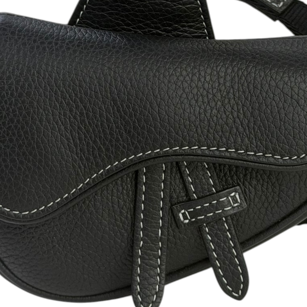 Dior micro black calf skin saddle bag