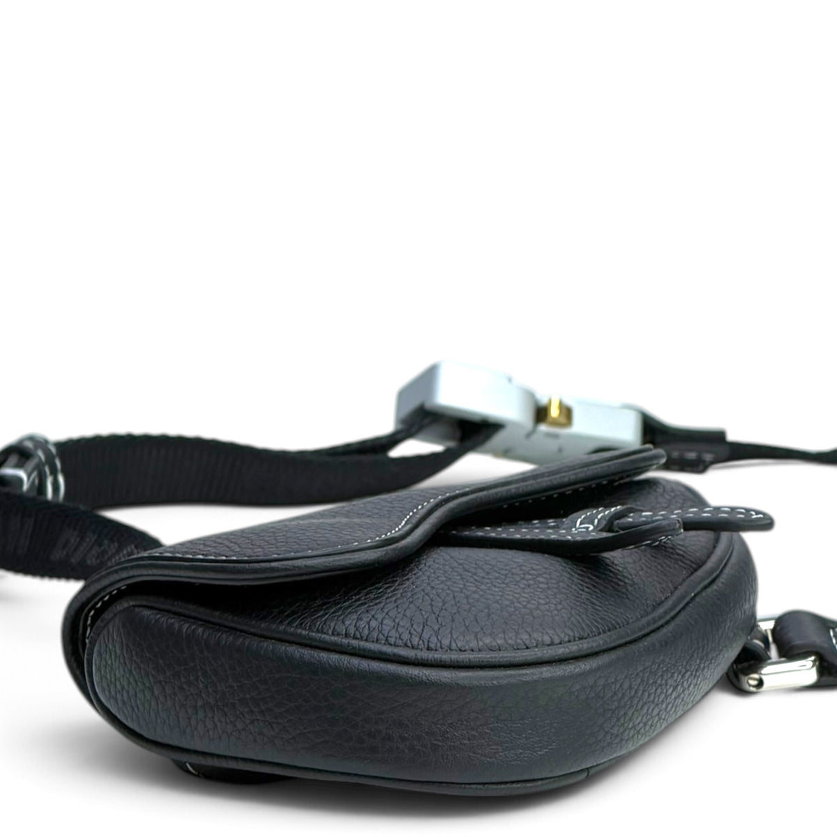 Dior micro black calf skin saddle bag