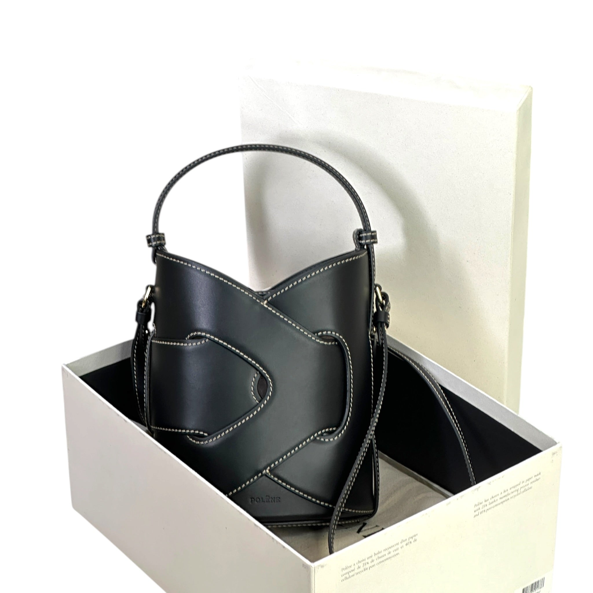 Polène Nodde Seau Edition Black Calf Leather