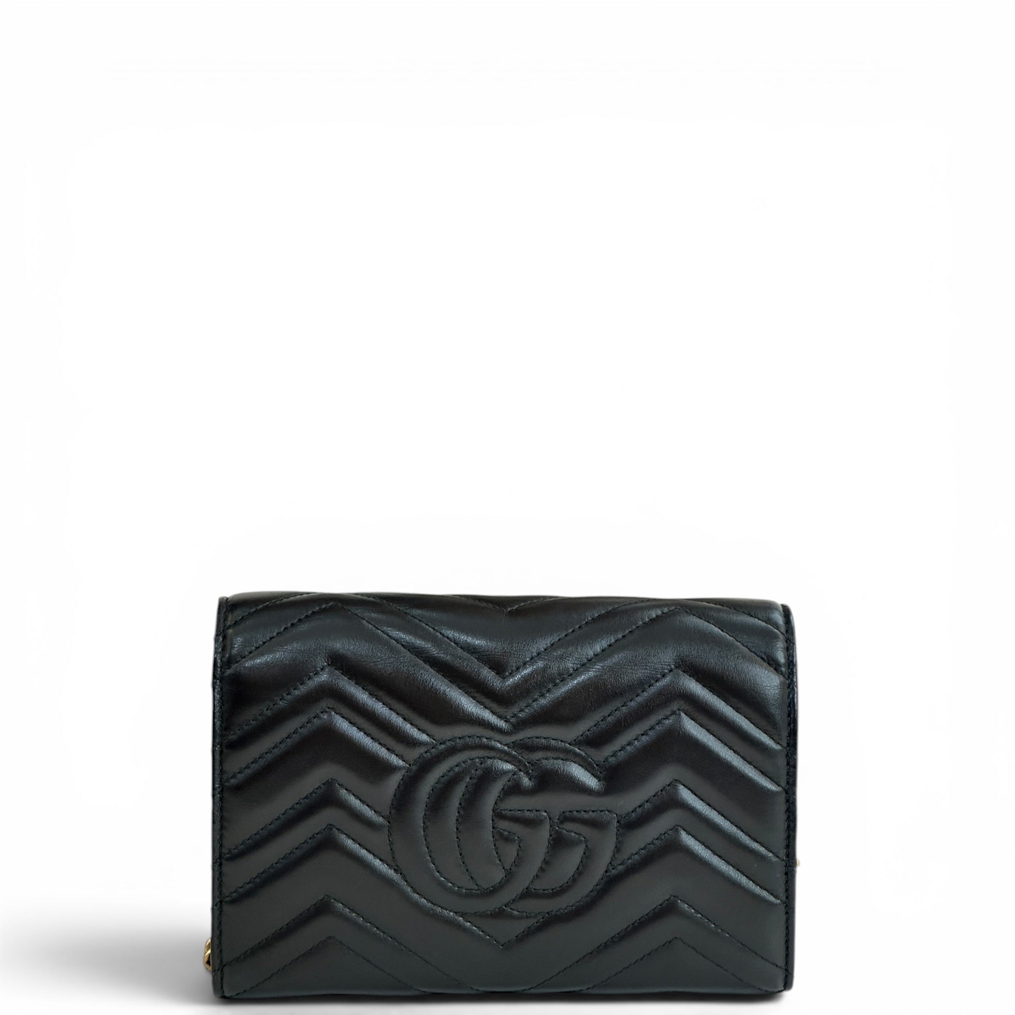 Gucci GG Marmont Wallet on Chain Black Matelasse Chevron