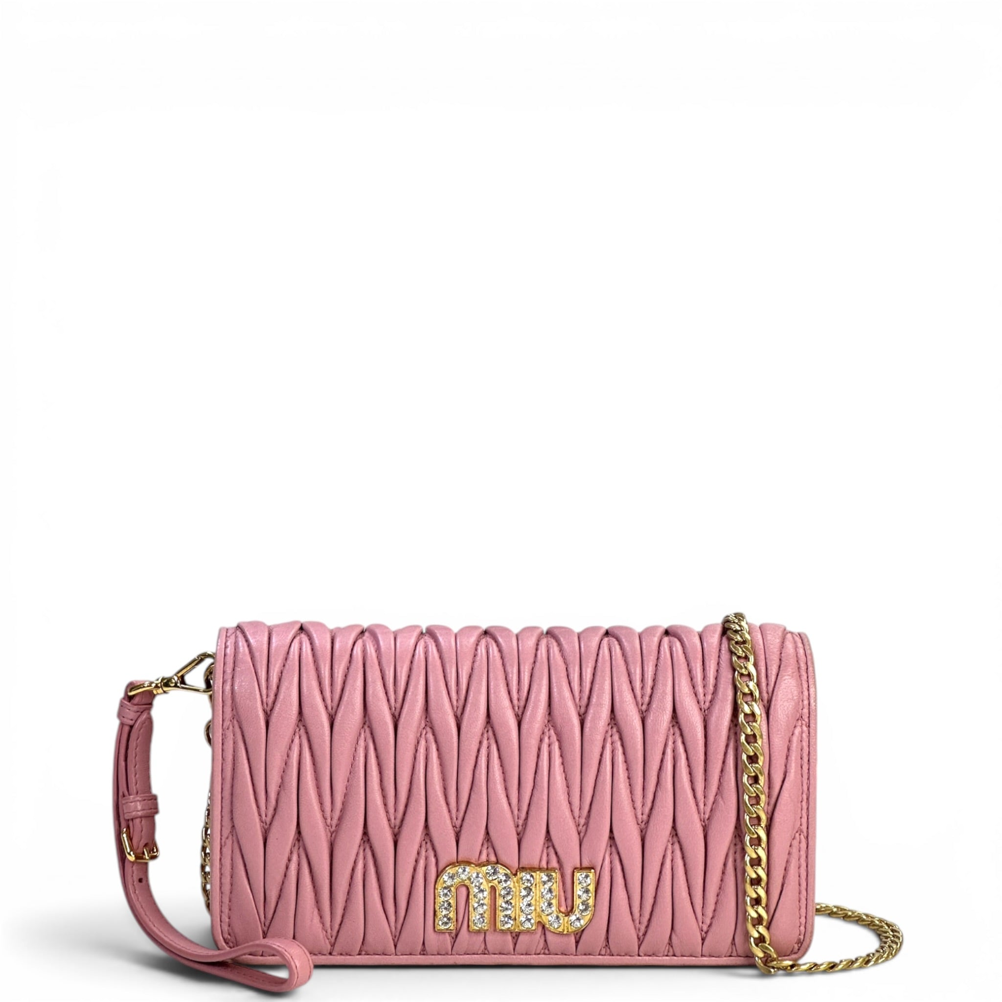 Miu Miu Pink Quilted Matelasse nappa Leatehr wallet