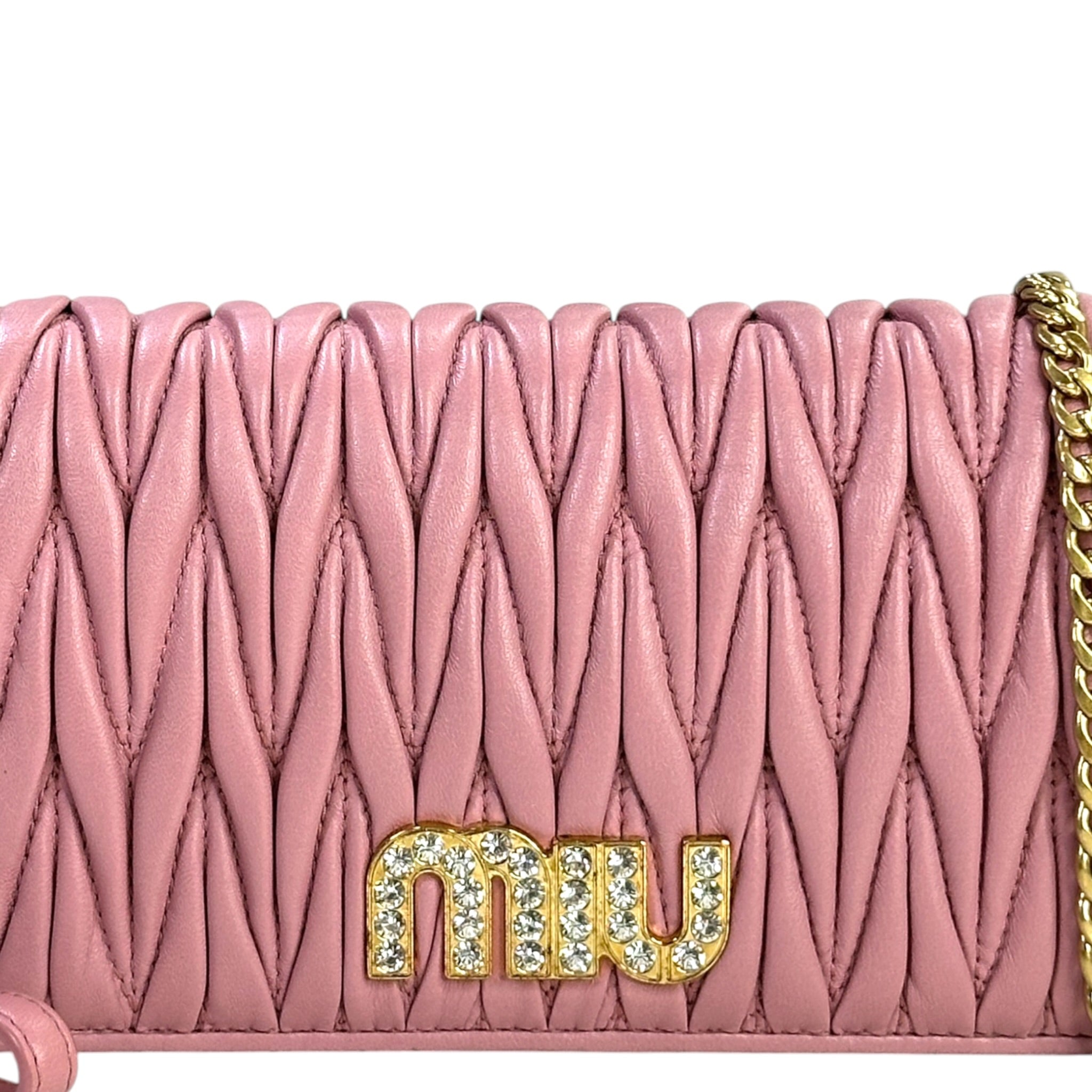 Miu Miu Pink Quilted Matelasse nappa Leatehr wallet