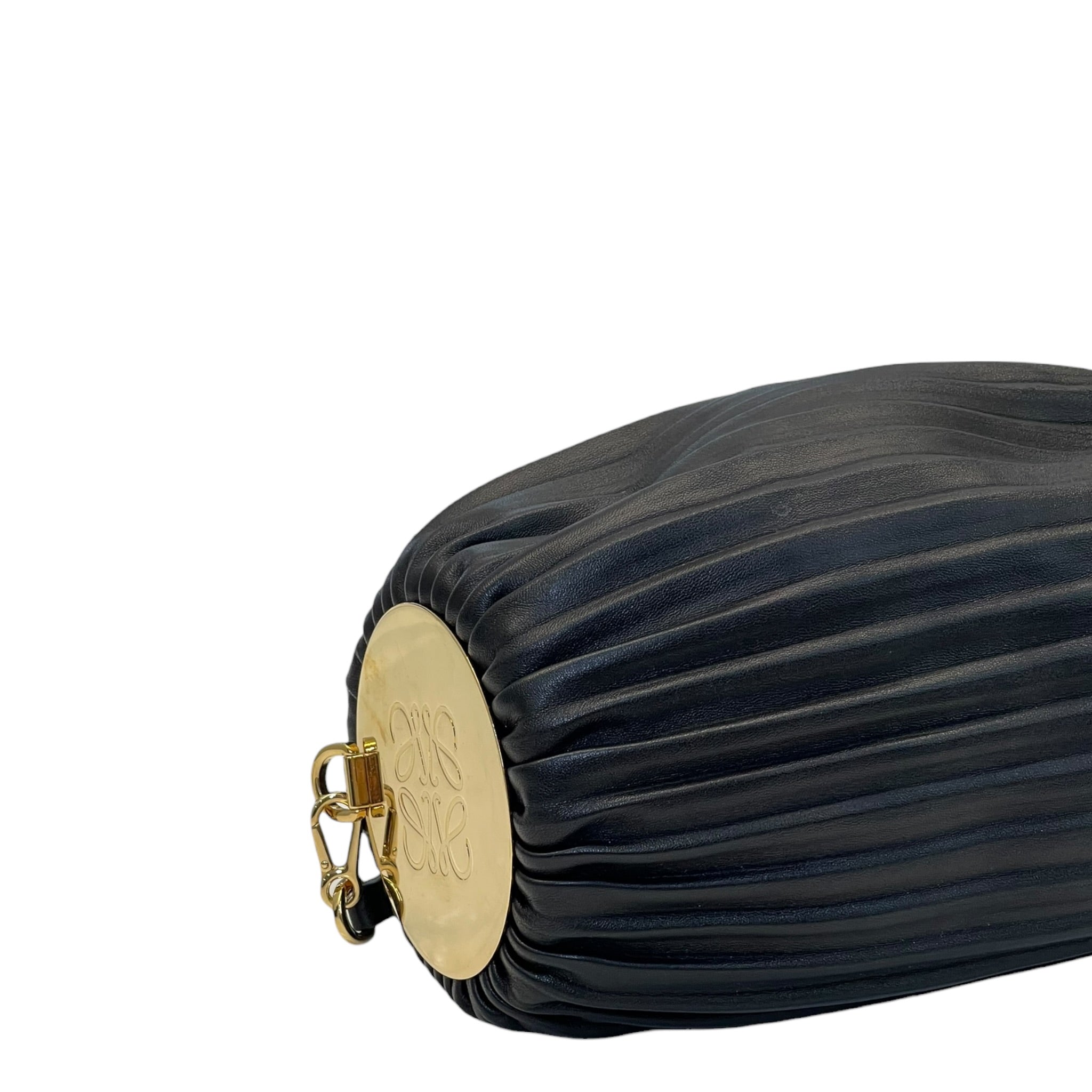 Loewe Bracelet Pouch Black Pleated Nappa Lambskin