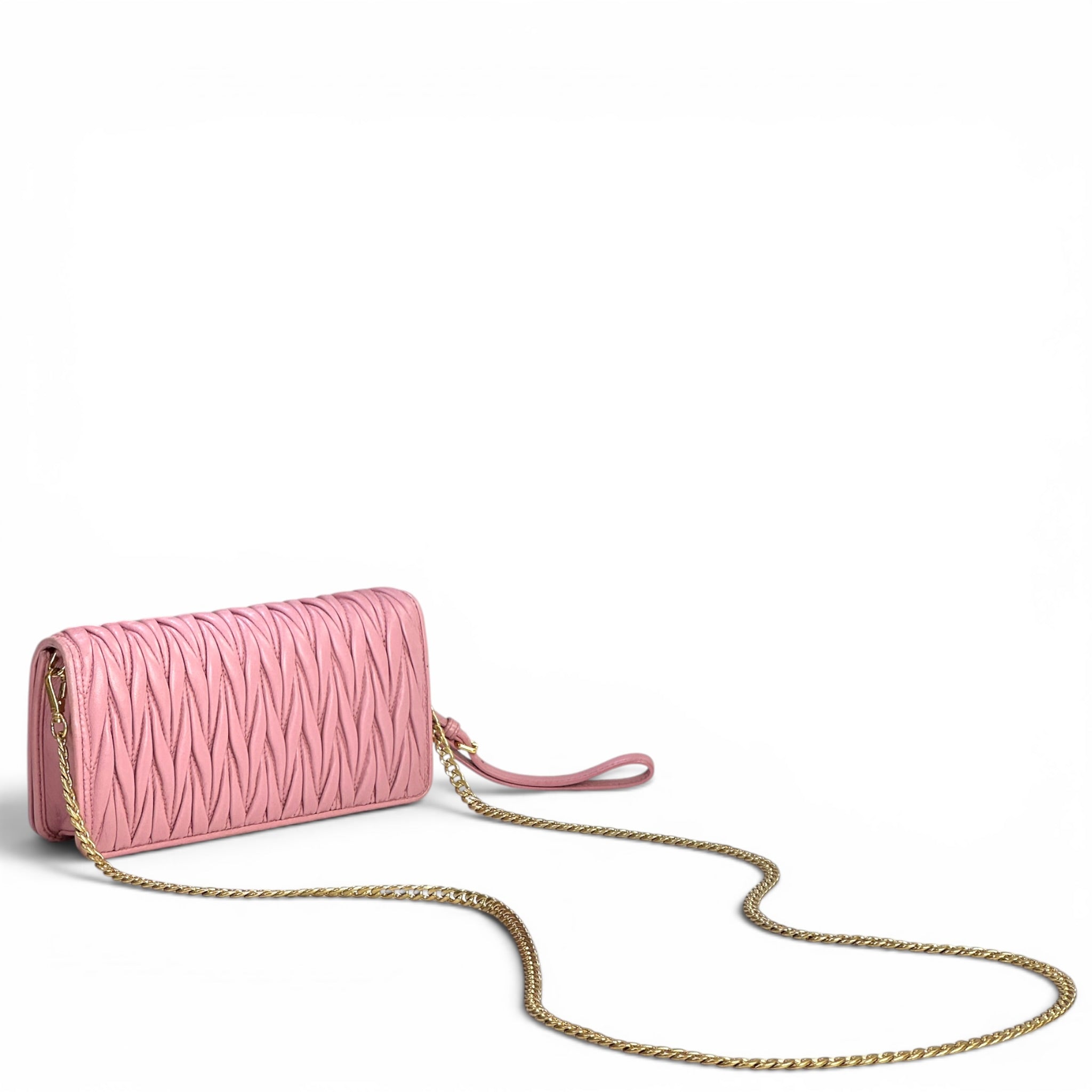 Miu Miu Pink Quilted Matelasse nappa Leatehr wallet