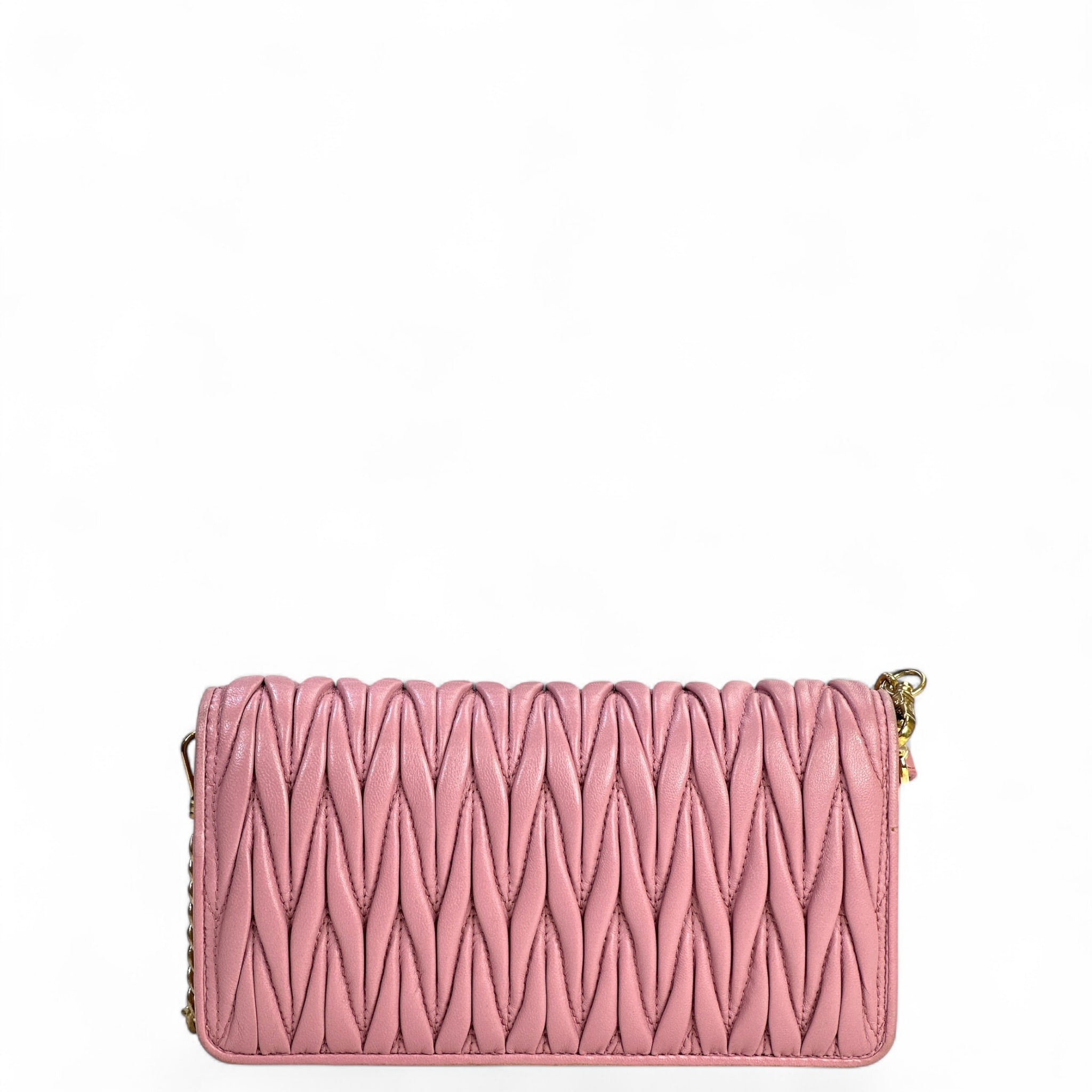 Miu Miu Pink Quilted Matelasse nappa Leatehr wallet