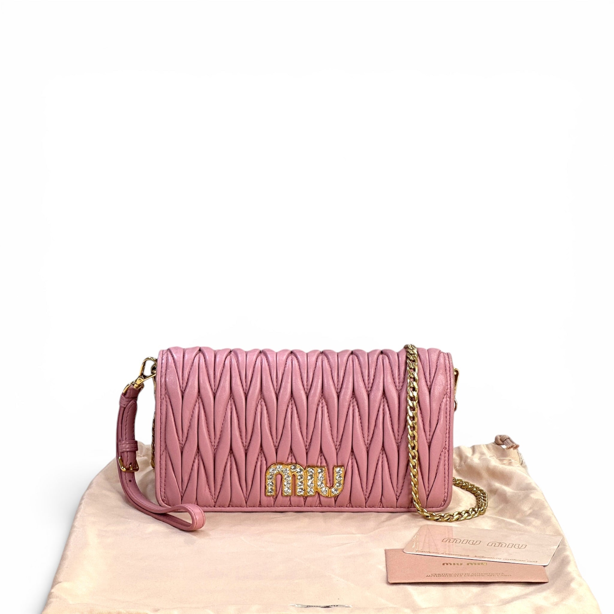 Miu Miu Pink Quilted Matelasse nappa Leatehr wallet