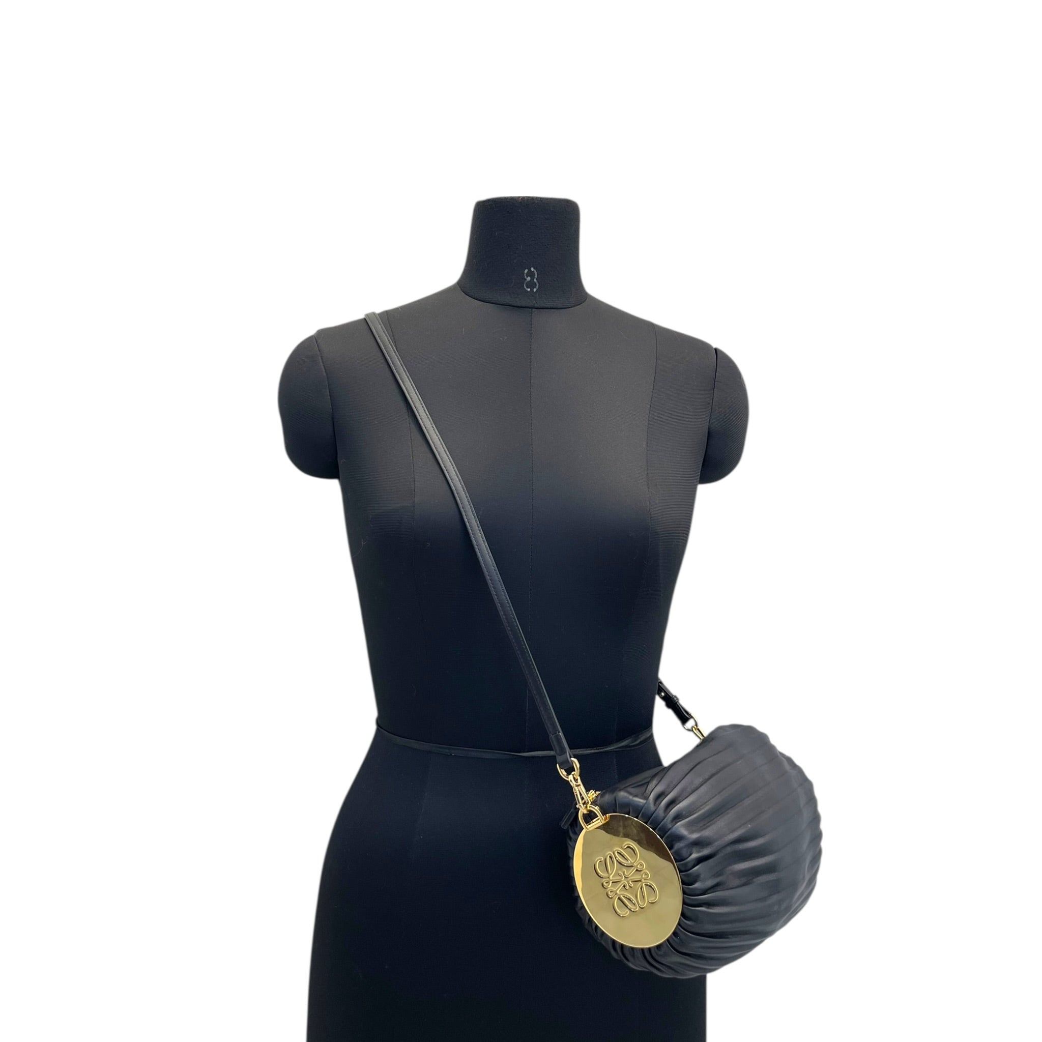 Loewe Bracelet Pouch Black Pleated Nappa Lambskin