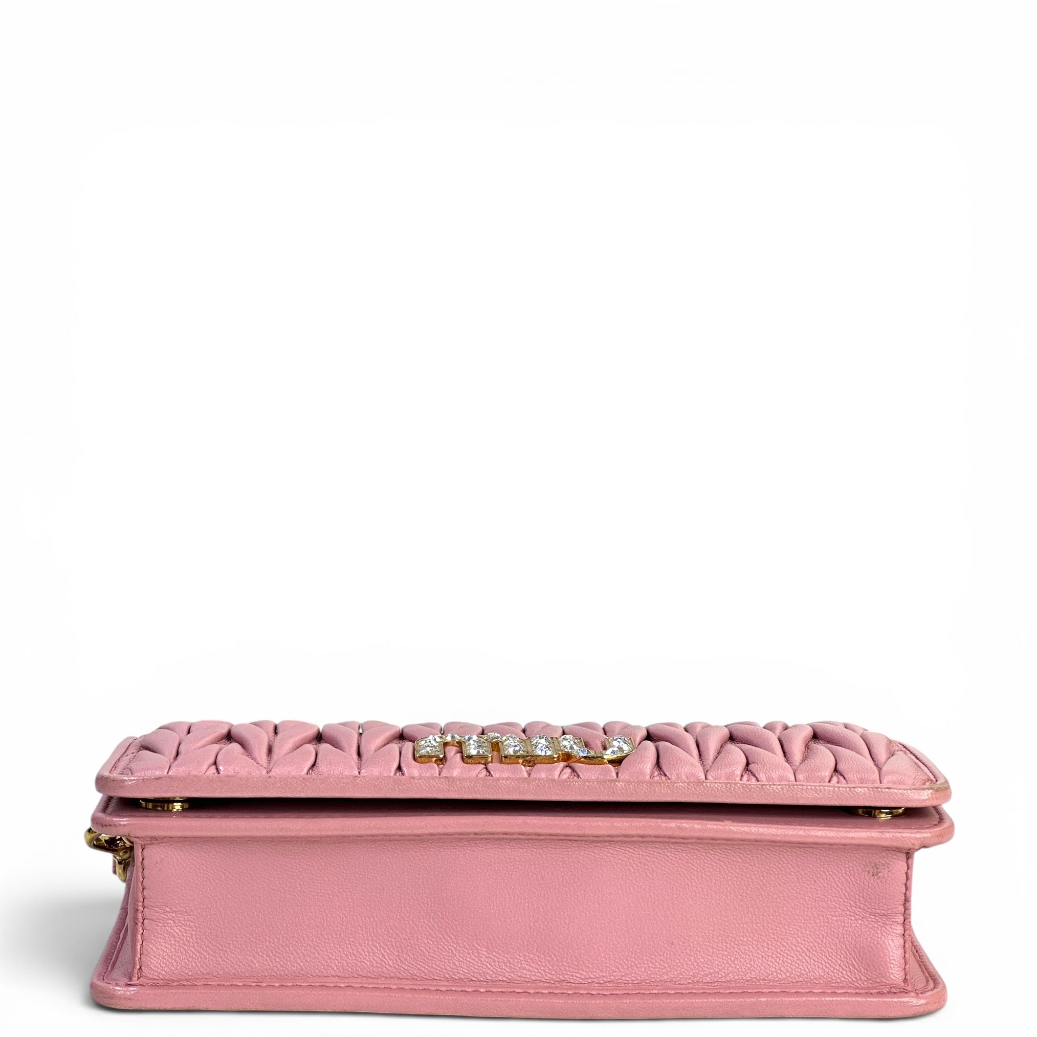 Miu Miu Pink Quilted Matelasse nappa Leatehr wallet